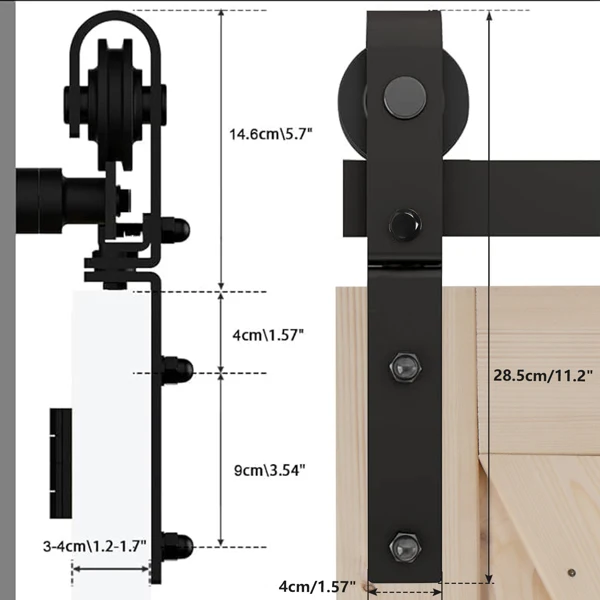 60" Bi-Folding Sliding Barn Door Hardware Kit for 2 Doors,Smoothly&Quietly,Black Track J Shape Roller-[Doors not Included] view 4