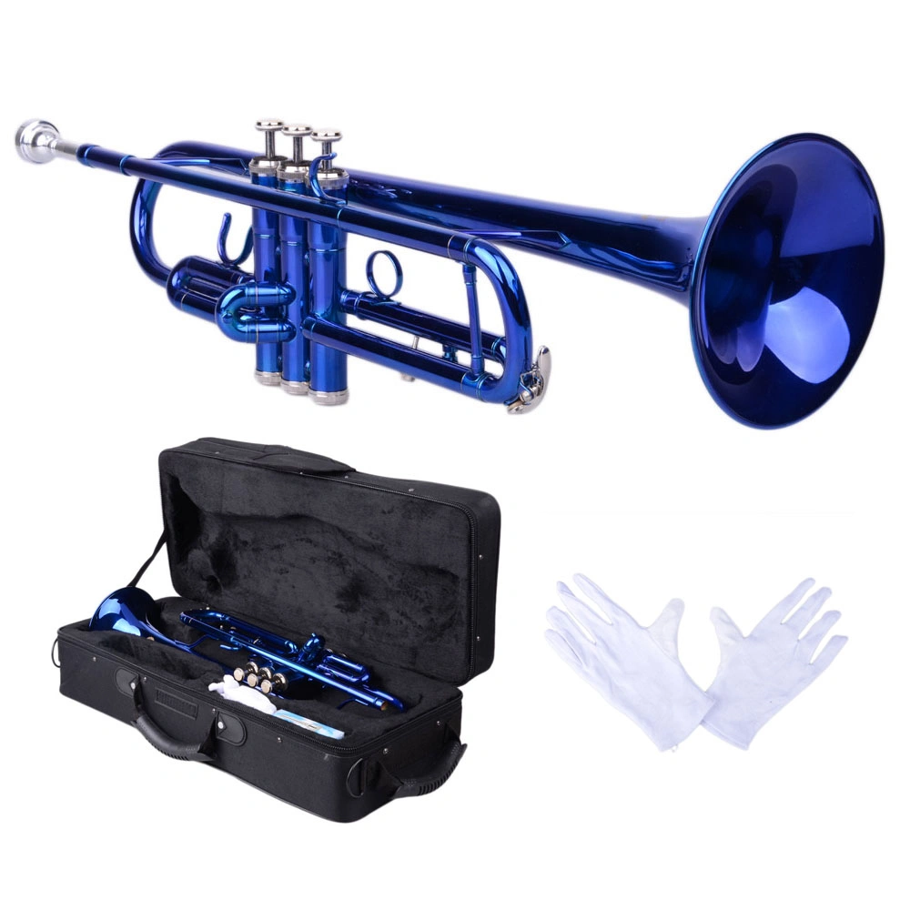 Brass Bb Trumpet Novelty Gloves Set, Blue B Flat Trumpet Shaped Fashion Gloves Accessory view 13
