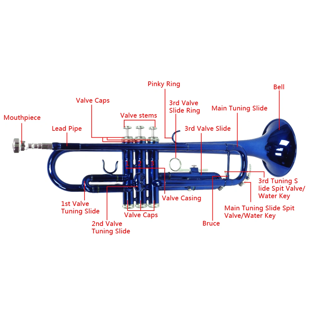 Brass Bb Trumpet Novelty Gloves Set, Blue B Flat Trumpet Shaped Fashion Gloves Accessory view 24