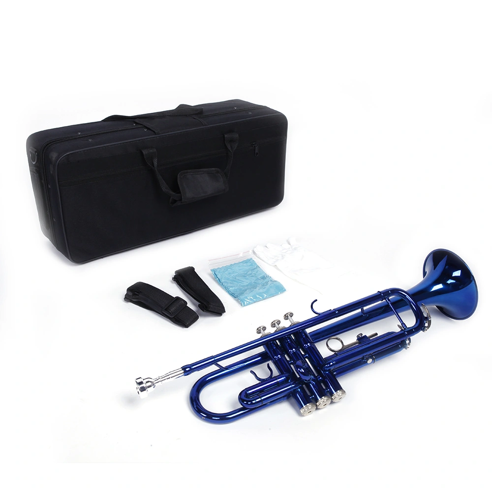 Brass Bb Trumpet Novelty Gloves Set, Blue B Flat Trumpet Shaped Fashion Gloves Accessory view 6