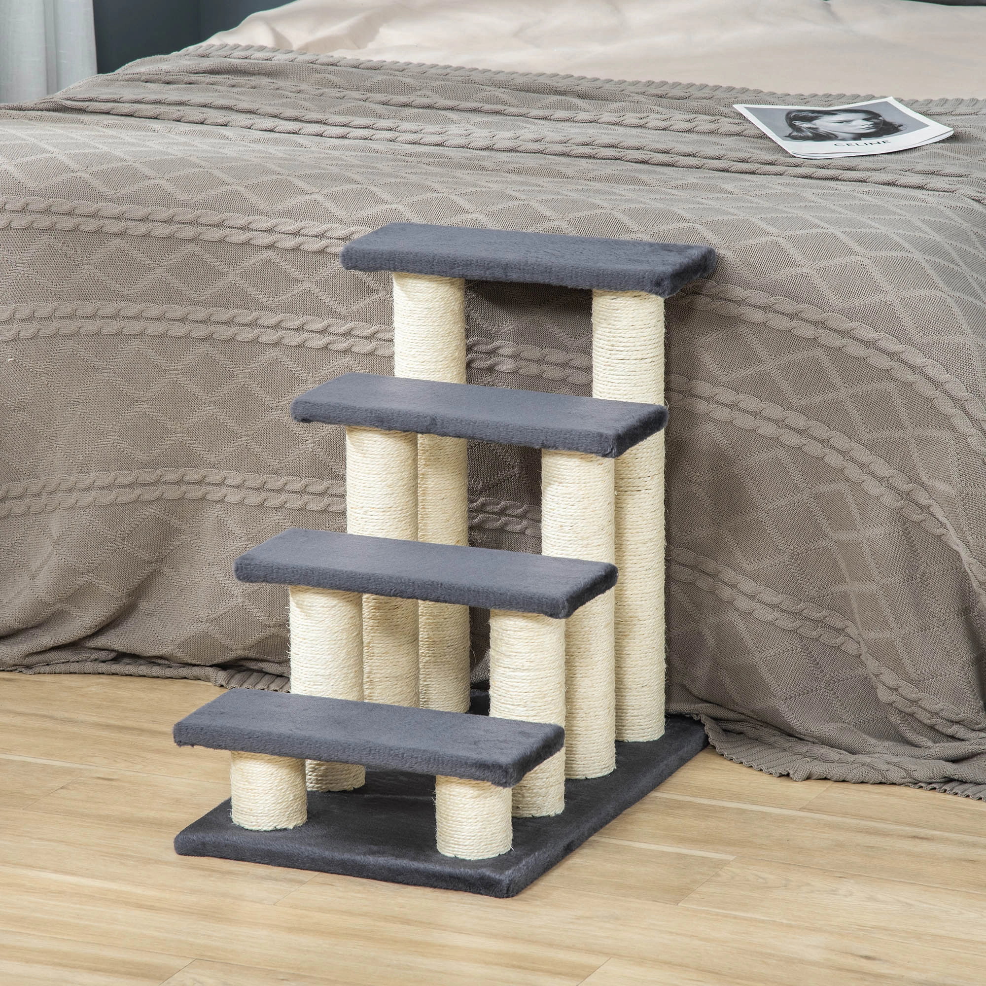 4-Step Cat Tree Condo with Sisal Scratching Post - Multi-Level Platform Cat Tower for Climbing, perching, and Accessing High Beds