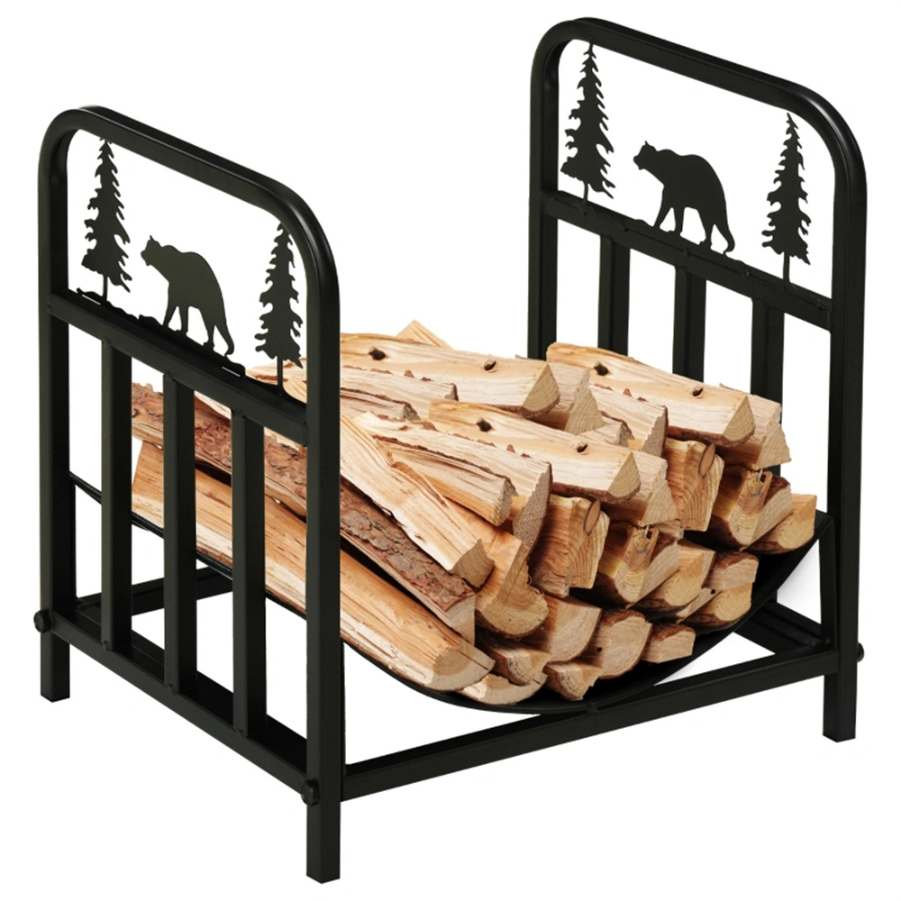 Heavy-Duty Log Rack for Firewood Storage - 42-Inch Wall Mounted or Freestanding Wood Holder with Mesh Design, Indoor/Outdoor Fireplace Accessory (Gunmetal Gray)