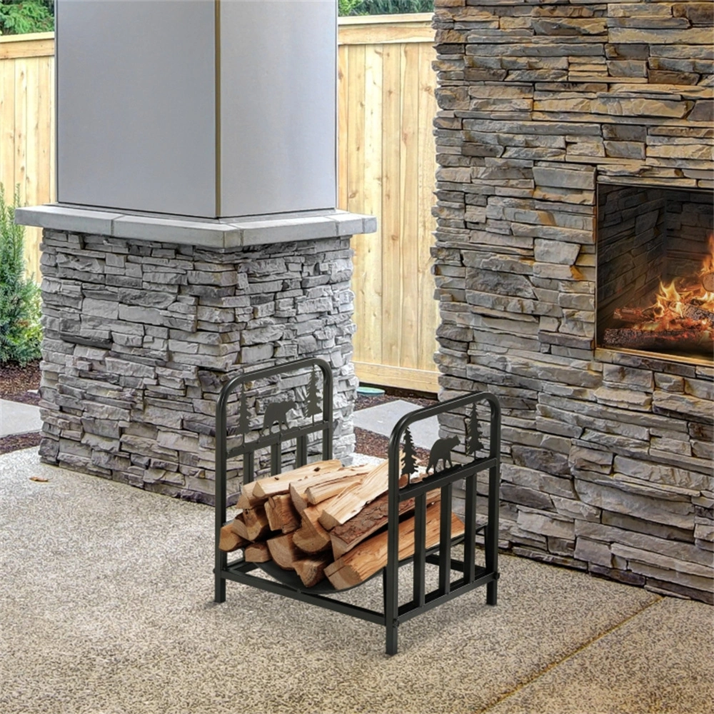 Heavy-Duty Log Rack for Firewood Storage - 42-Inch Wall Mounted or Freestanding Wood Holder with Mesh Design, Indoor/Outdoor Fireplace Accessory (Gunmetal Gray) view 2