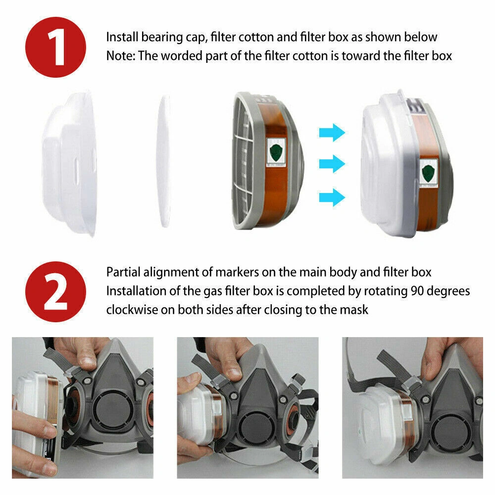 17-In-1 Full Face Gas Mask 6200 Respirator Facepiece with Chemical Filter for Spray Paint Protection view 3