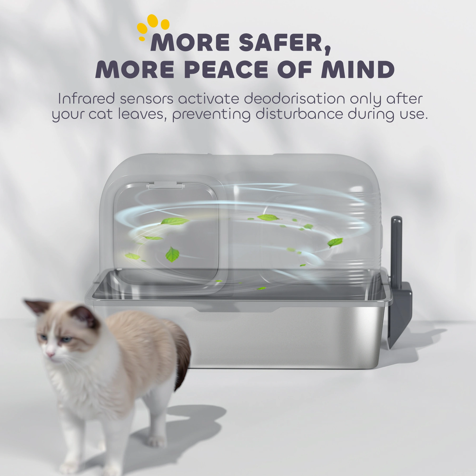 Self-Closing Top-Entry Cat Litter Box with Carbon Filter, Large Cat Litter Box for Kittens and Adult Cats, Durable Plastic, Easy Access Door Design view 2