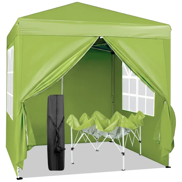 6.5X6.5FT Two Doors & Two Windows Practical Waterproof Right-Angle Folding Tent Greenish-Gray view 2
