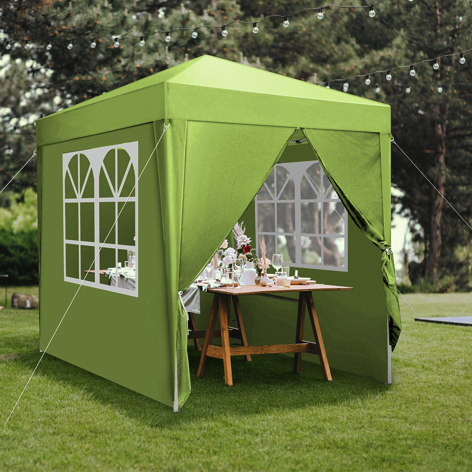6.5X6.5FT Two Doors & Two Windows Practical Waterproof Right-Angle Folding Tent Greenish-Gray view 15