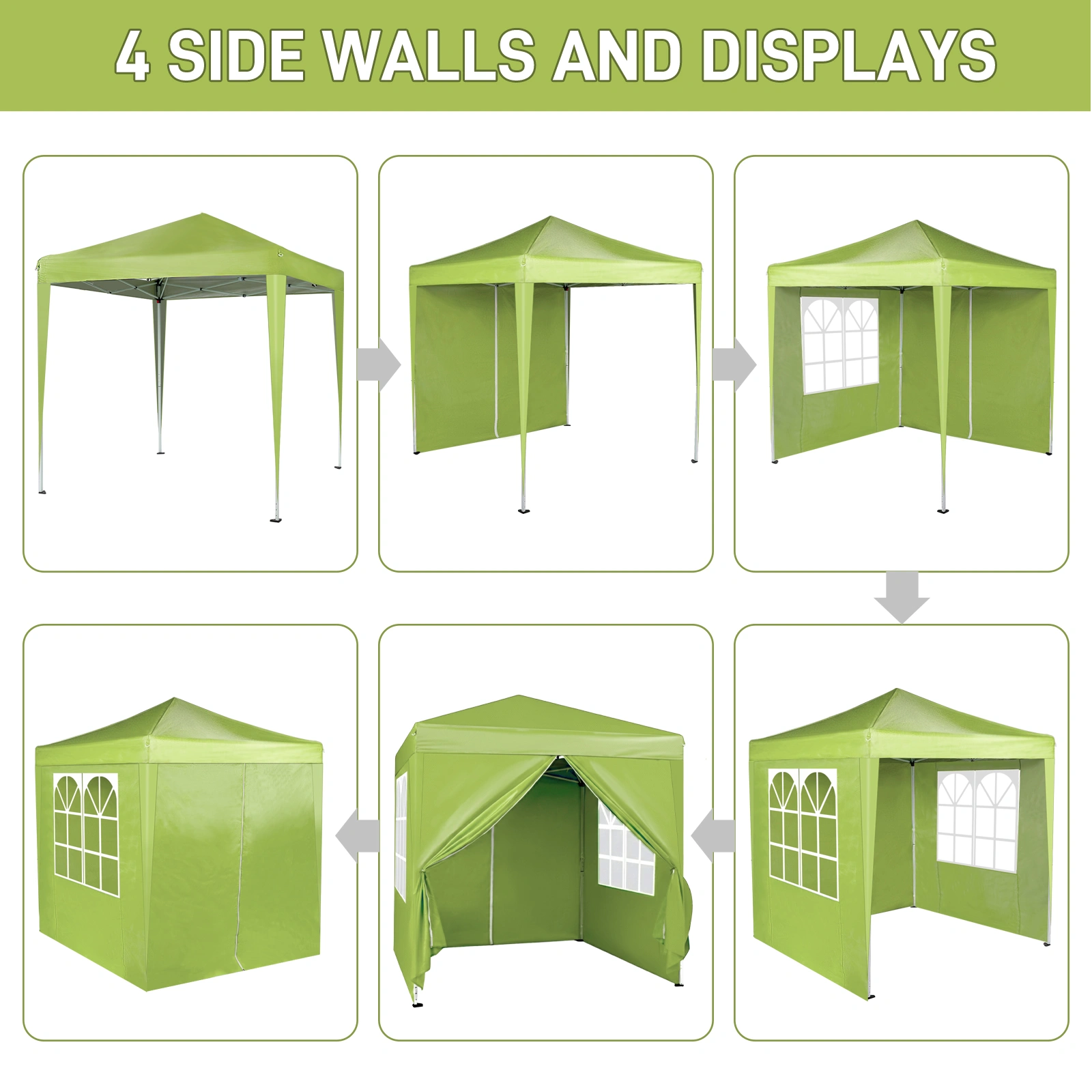 6.5X6.5FT Two Doors & Two Windows Practical Waterproof Right-Angle Folding Tent Greenish-Gray view 7