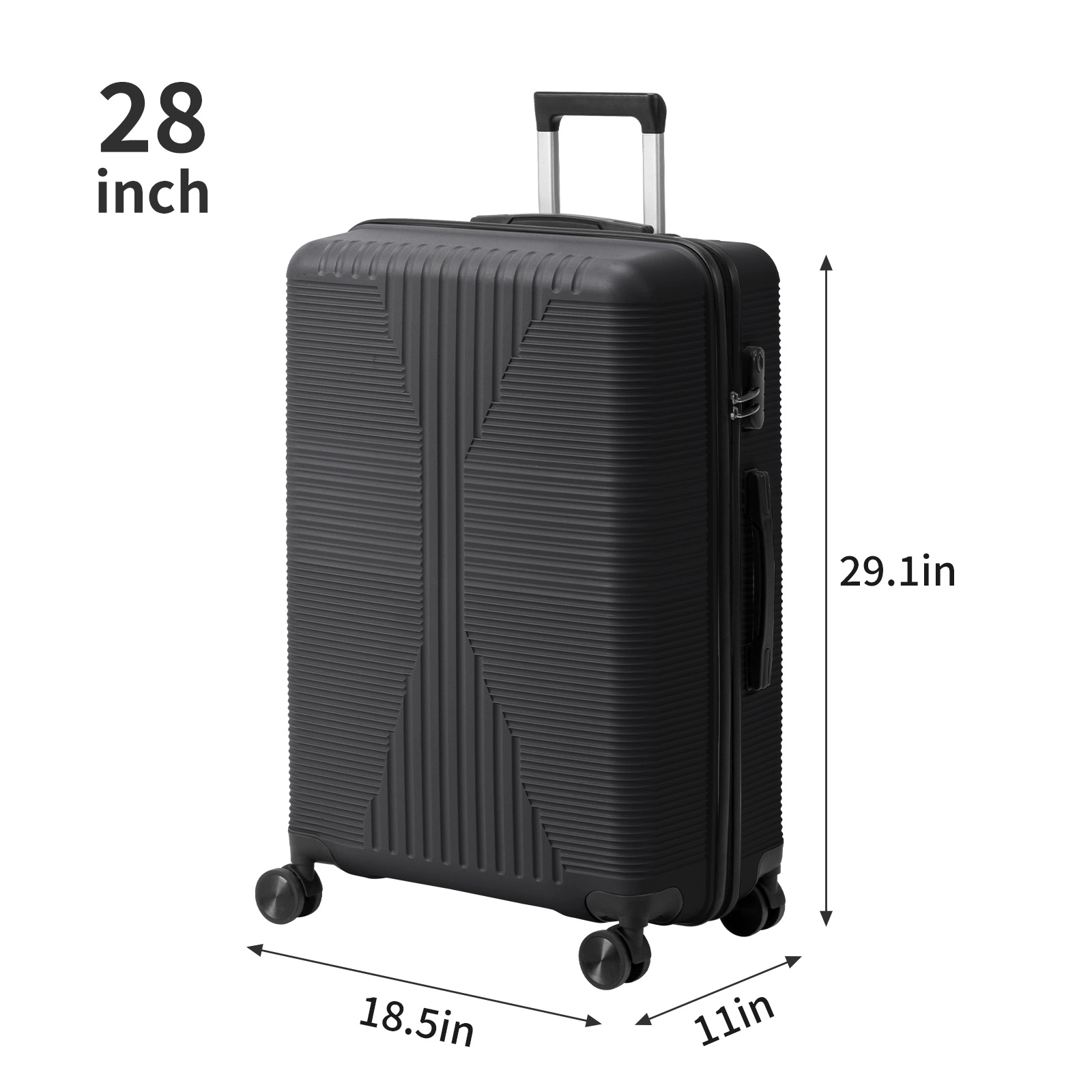 8-inch Non-TSA Customs Lock Suitcase PP Single Trolley Case Black view 3