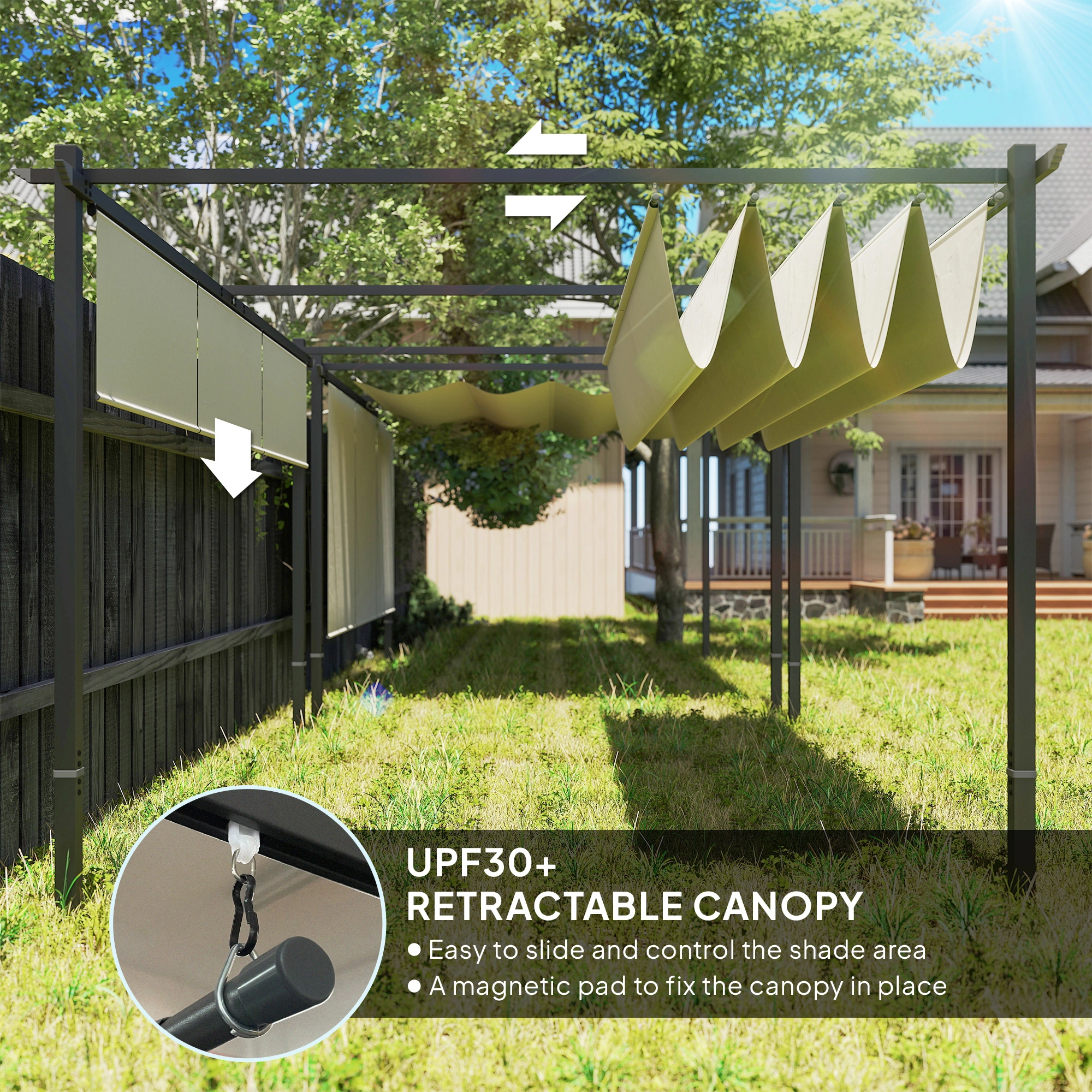 Heavy Duty 10x10 ft Patio Gazebo, Steel Frame Pergola Gazebo with Mesh Walls & Rooted Canopy, Outdoor Garden Shade Cover, Easy Assembly, Gray view 2