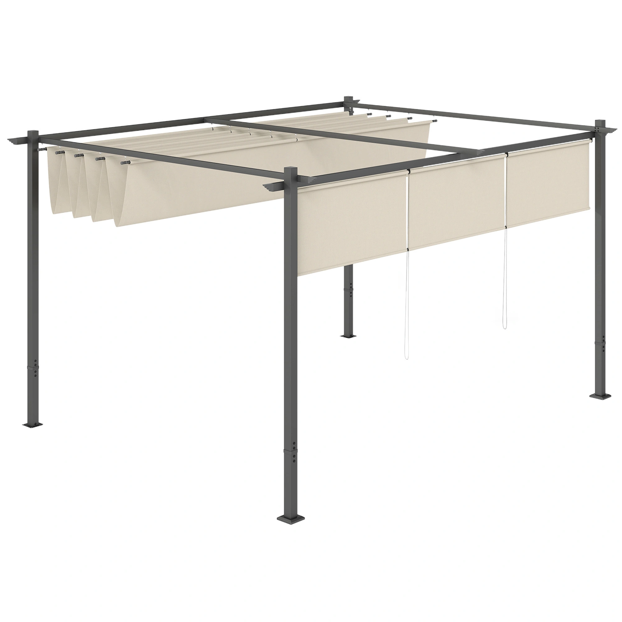 Heavy Duty 10x10 ft Patio Gazebo, Steel Frame Pergola Gazebo with Mesh Walls & Rooted Canopy, Outdoor Garden Shade Cover, Easy Assembly, Gray view 3