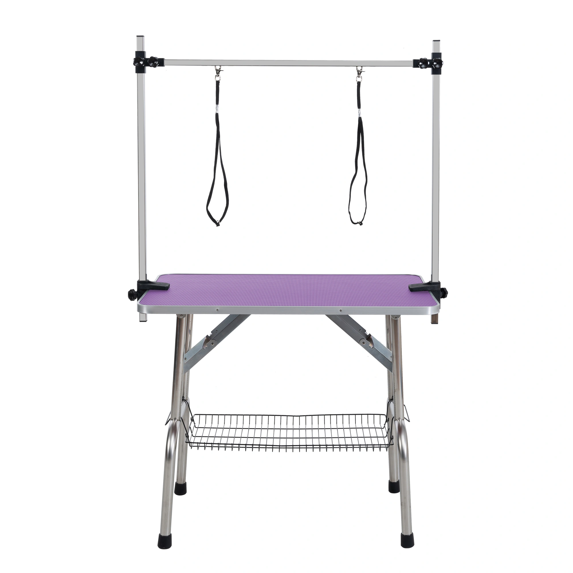 36" Folding Dog Pet Grooming Table Stainless Steel Frame Rubber Mat on Board with Adjustable Arm and Clamps pet dog Cat Grooming Table (PURPLE COLOR) view 5