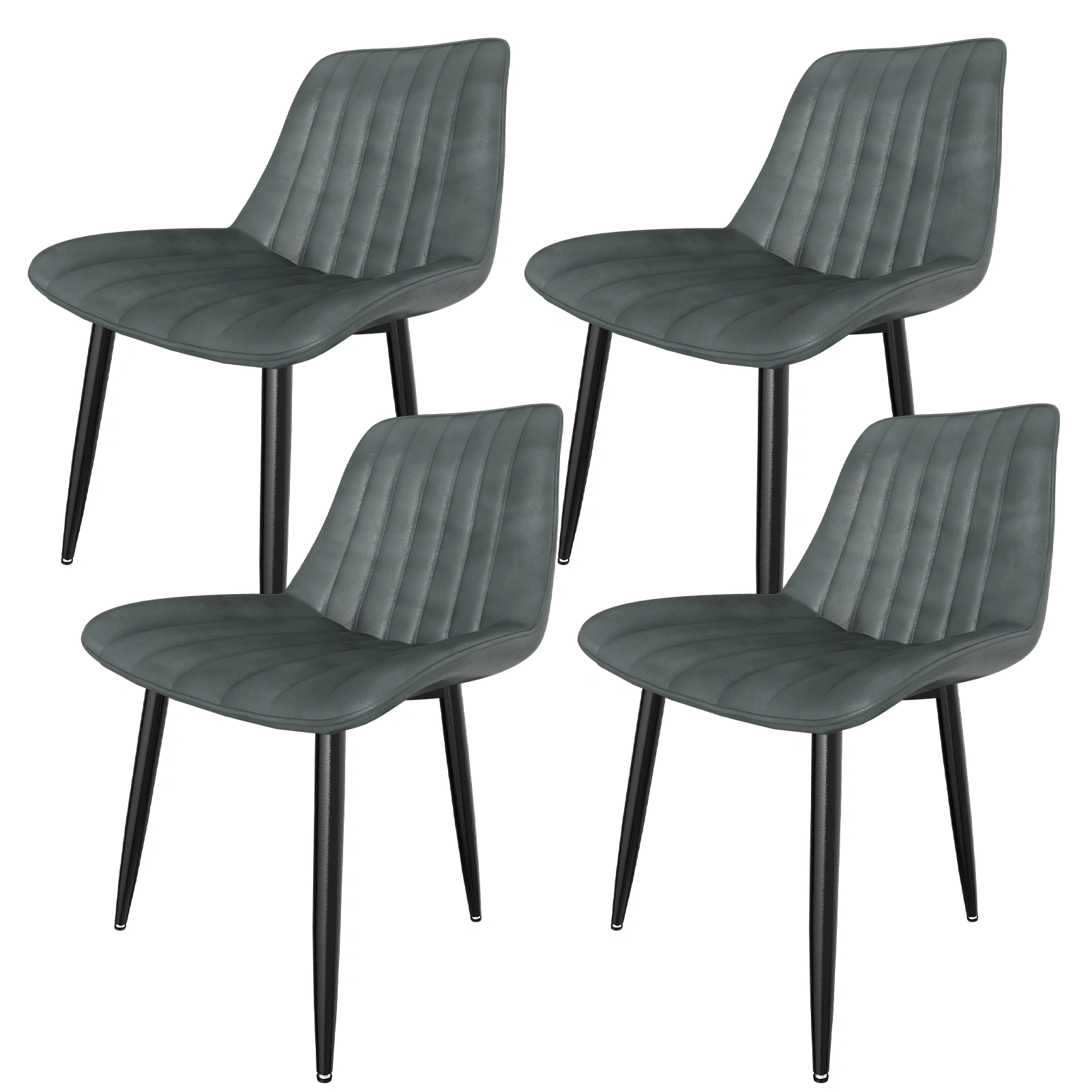 Set of 4 Dining Chairs, 7cm Backrest, 5cm Seat Cushion, 180KG Max Load, PU Faux Leather Upholstered Chair for Dining Room, Kitchen, Living Room