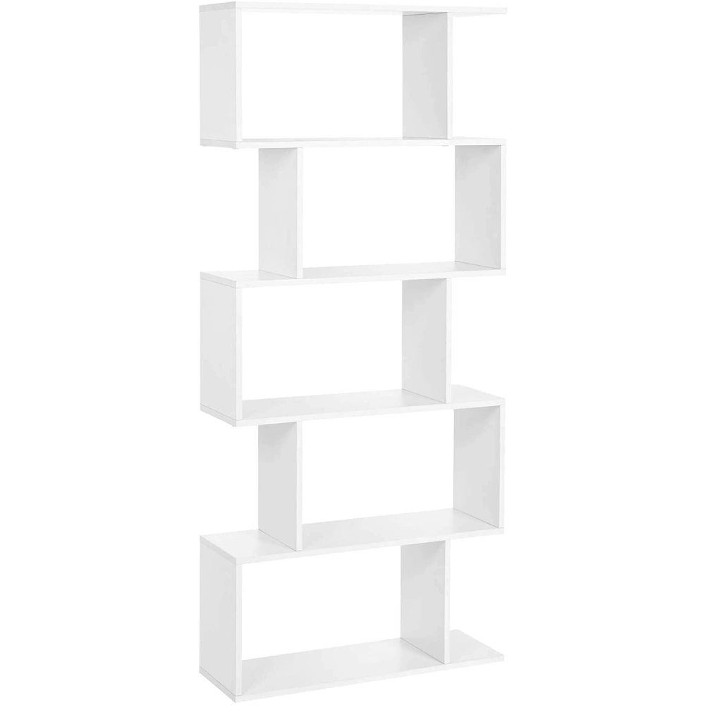 Modern 5-Tier Bookcase, S-Shaped Z-Style Wooden Bookshelf, Multifunctional Storage Display Shelf for Living Room, Home Office, Bedroom view 2