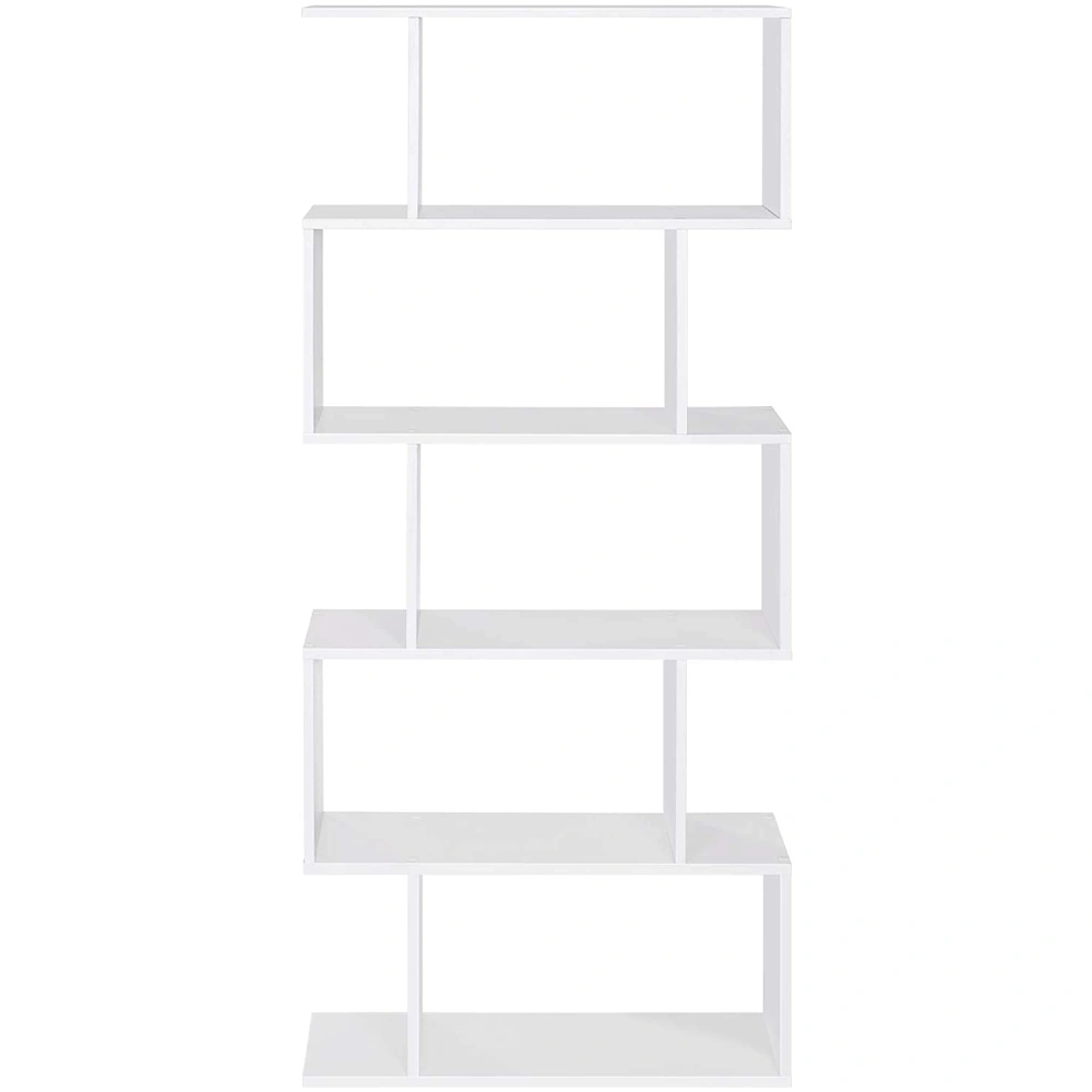Modern 5-Tier Bookcase, S-Shaped Z-Style Wooden Bookshelf, Multifunctional Storage Display Shelf for Living Room, Home Office, Bedroom view 3