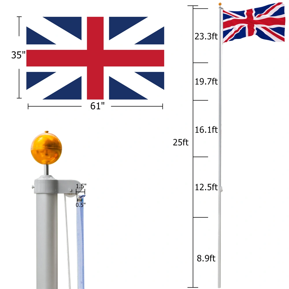 5.1*5.1*750cm Aluminum Alloy Splicing Flagpole Adjustable And Retractable Courtyard Outdoor Flagpole view 2