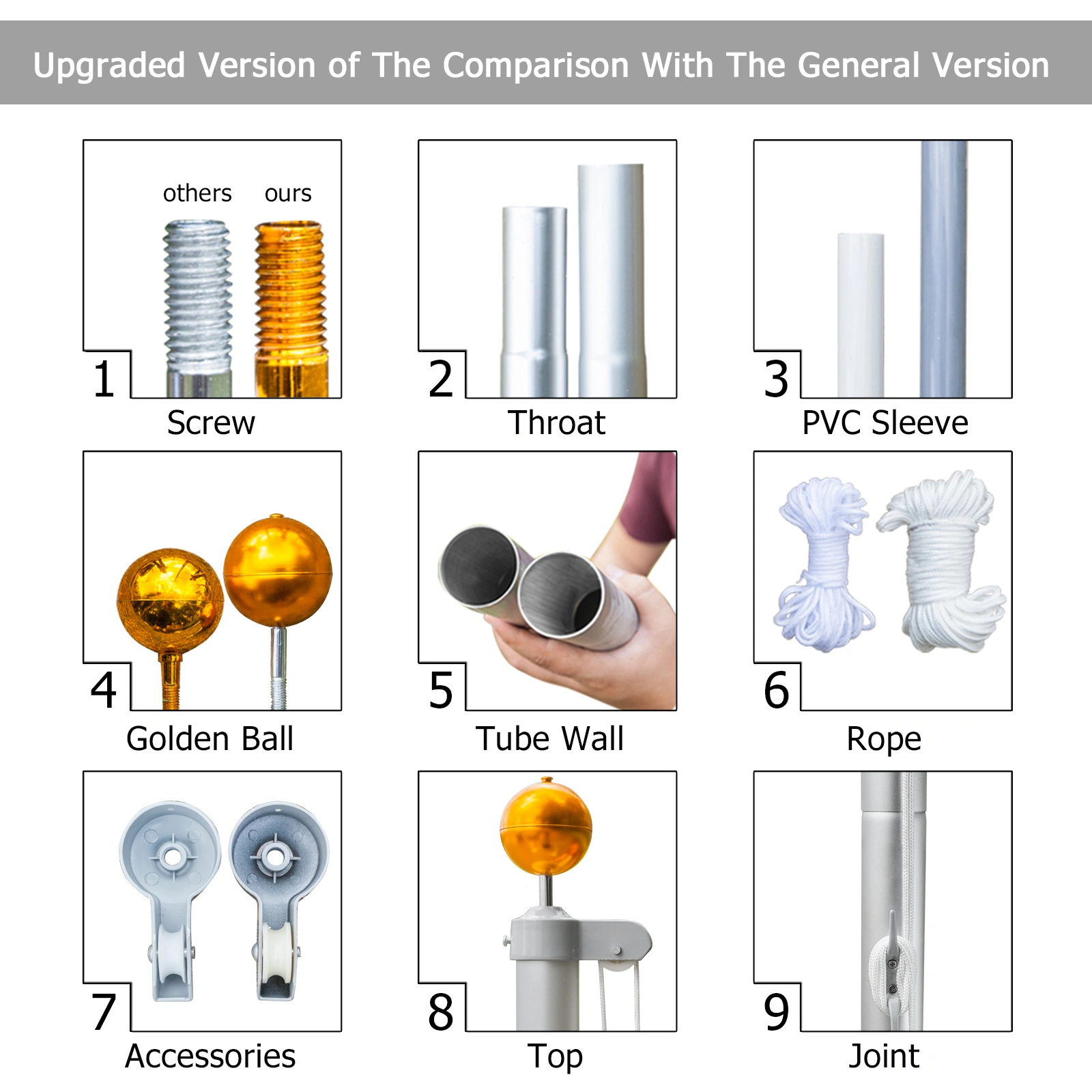 5.1*5.1*750cm Aluminum Alloy Splicing Flagpole Adjustable And Retractable Courtyard Outdoor Flagpole view 6
