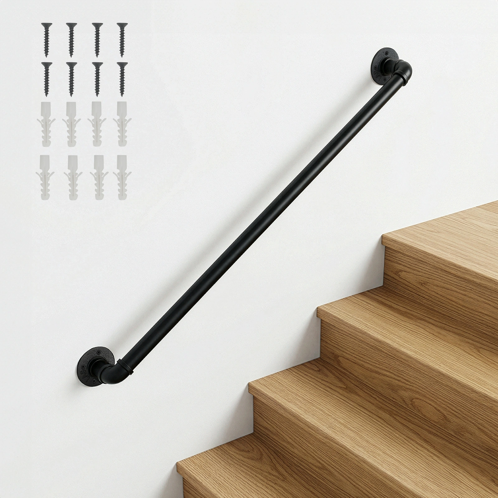 3FT iron courtyard stair handrail black view 10