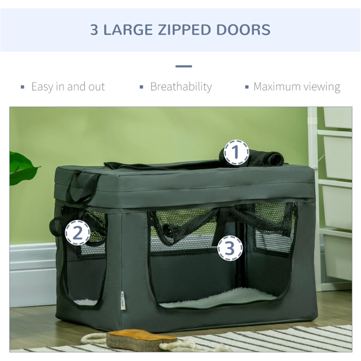 Pet Carrier Bag for Small Dogs & Cats, Soft-Sided Travel Crate with Removable Mat, Portable Airline Approved Animal Tote, Foldable Outdoor Pet Backpack, Black view 2