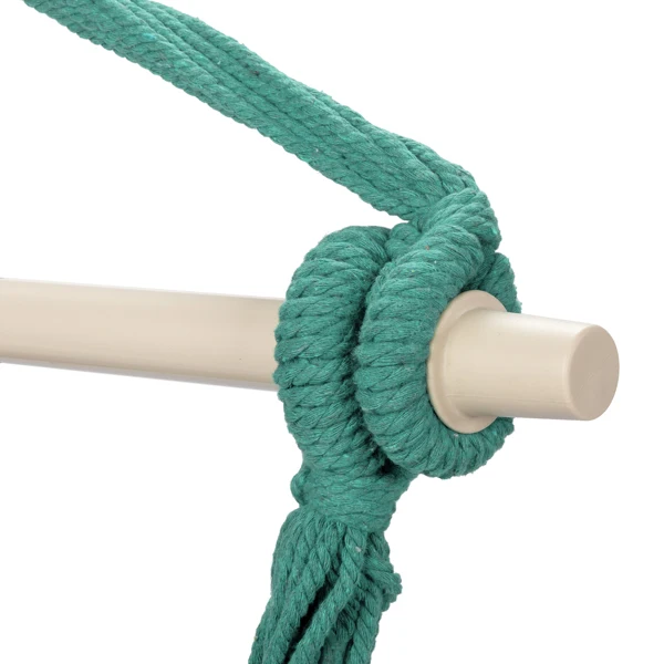 Distinctive Cotton Canvas Hanging Rope Chair with Pillows Green view 6