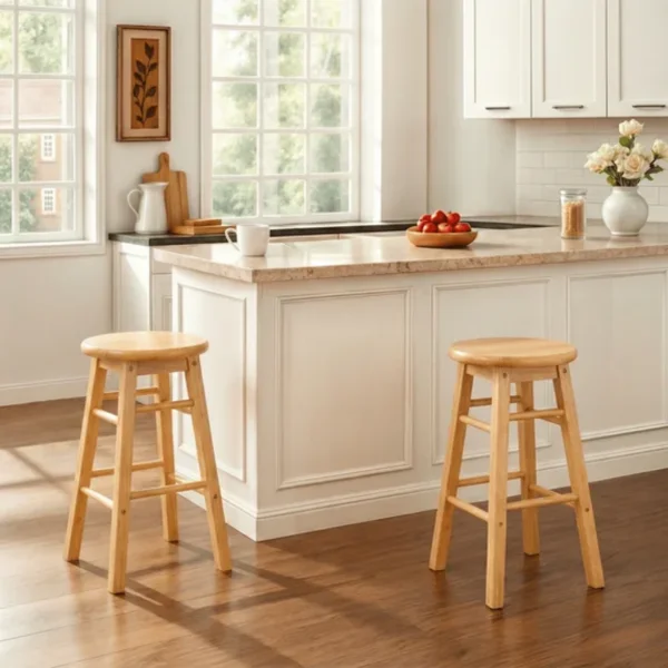 2-Pack 24" Backless Wood Counter Stools, Natural Finish (Shipment from Walmart)