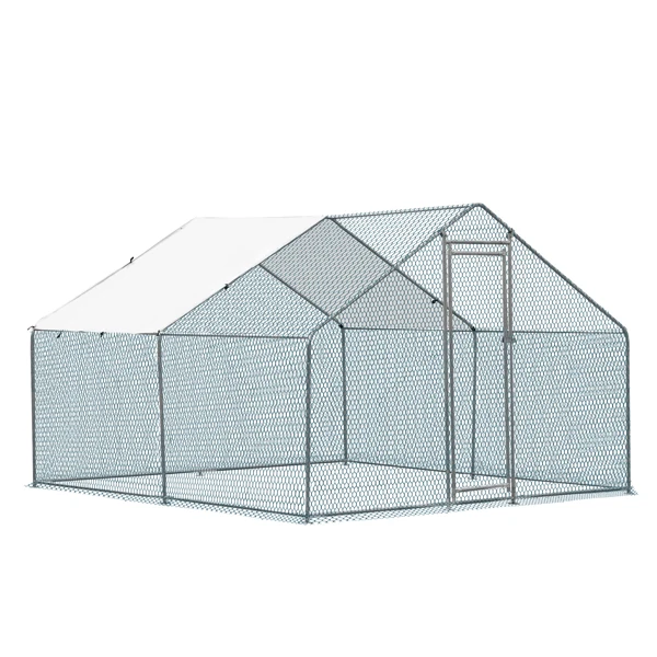 10 x 10 ft Large Metal Chicken Coop, Walk-in Poultry Cage Chicken Hen Run House with Waterproof Cover, Rabbits Cats Dogs Farm Pen for Outdoor Backyard Farm Garden(SAME AS09877689) view 2