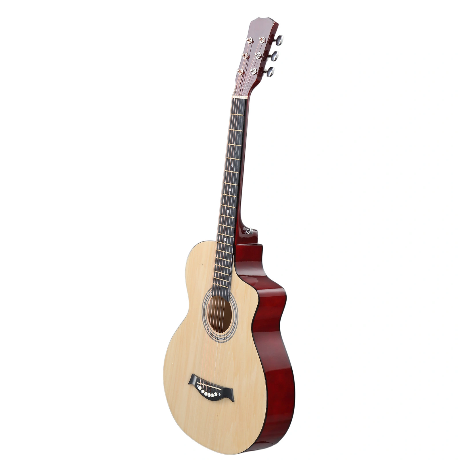 38 Inch Acoustic Guitar for Beginners - JF Body Basswood Folk Guitar, Natural 6-String Student Guitar with Case, Picks & Strap