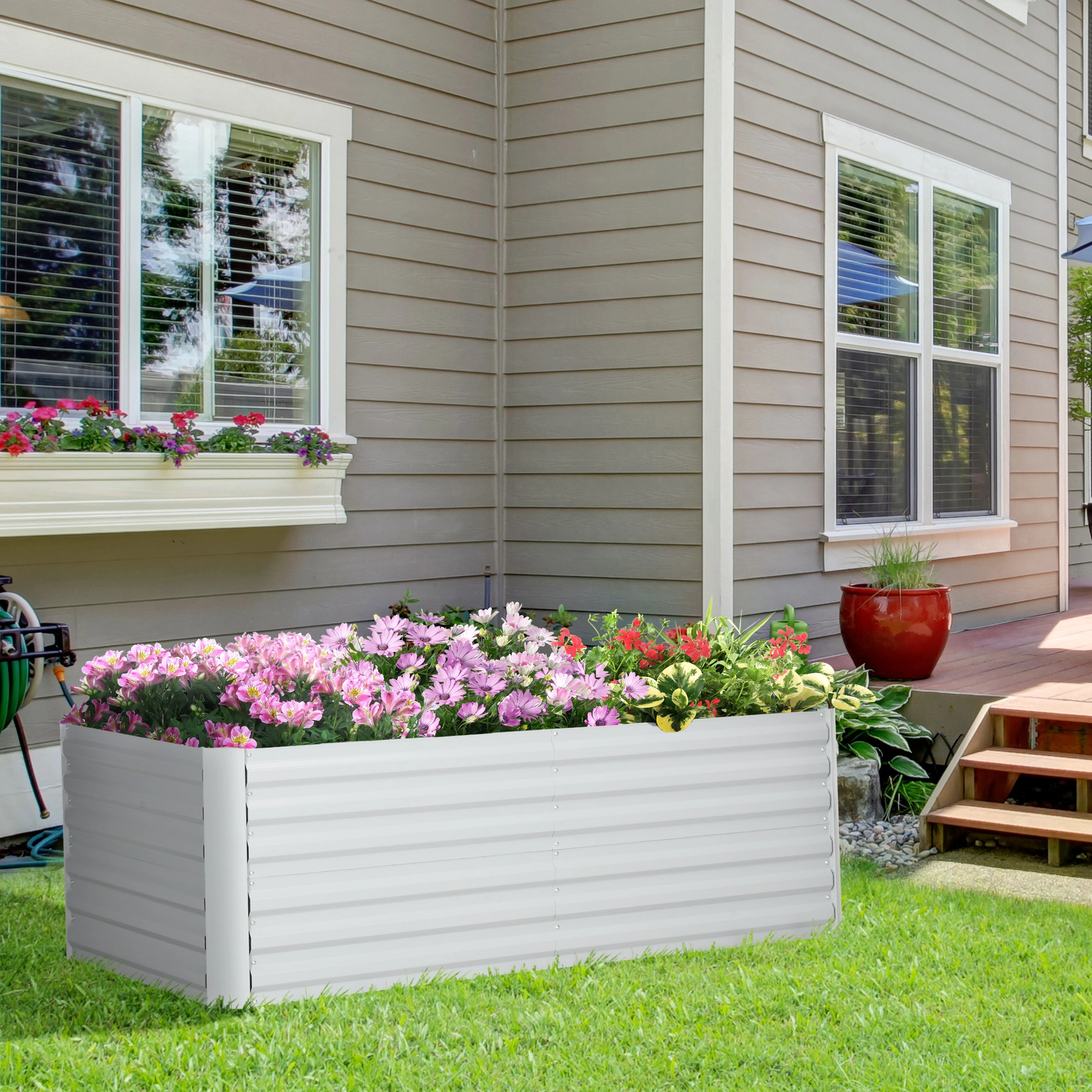 Raised Garden Bed - Wide Planter Box for Vegetables, Flowers & Herbs, Outdoor Yard Bed, Easy Assembly, Weather-Resistant Design