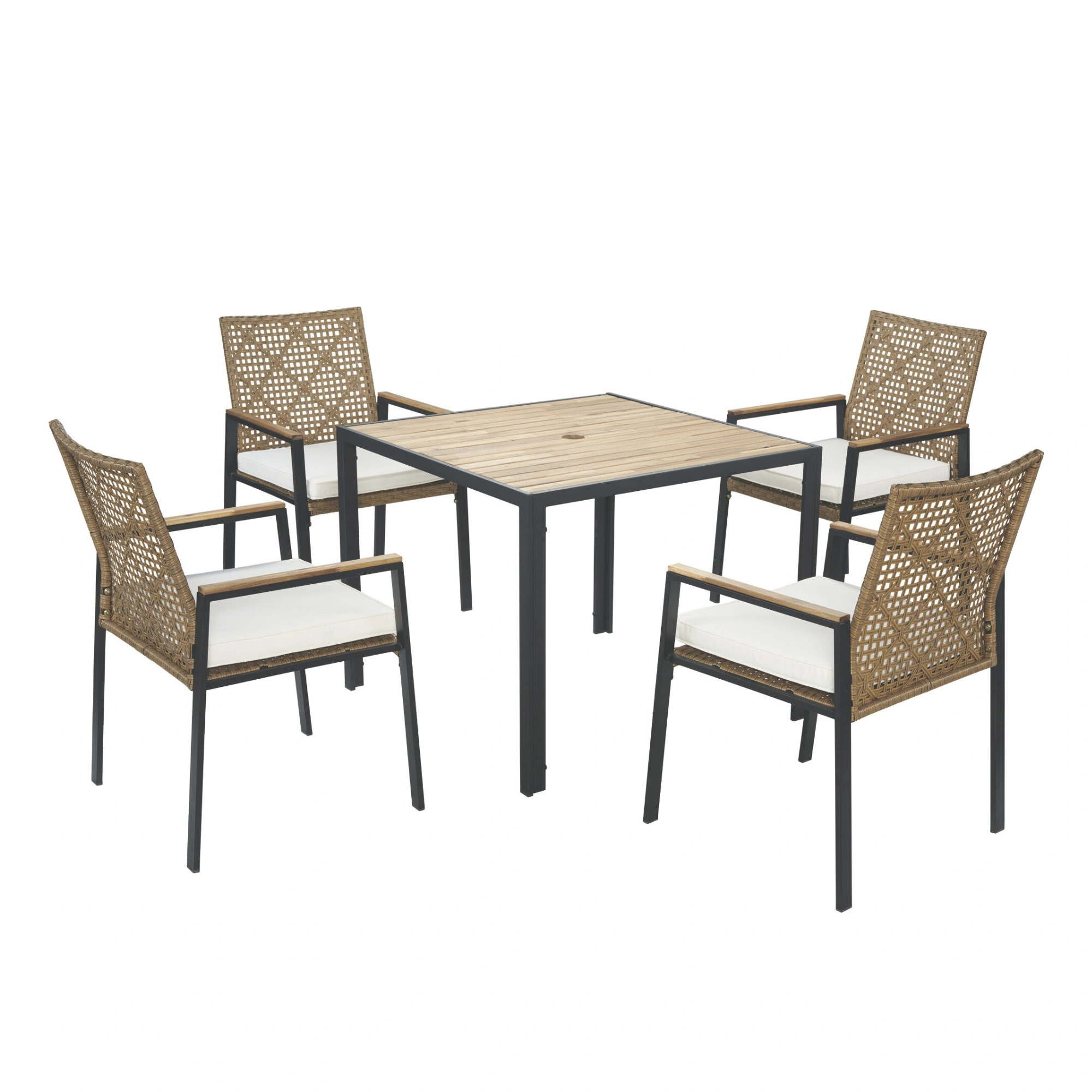 All Weather 5-Piece Patio Conversation Set Outdoor Garden Wicker Sofa Seating Cushion Included view 11