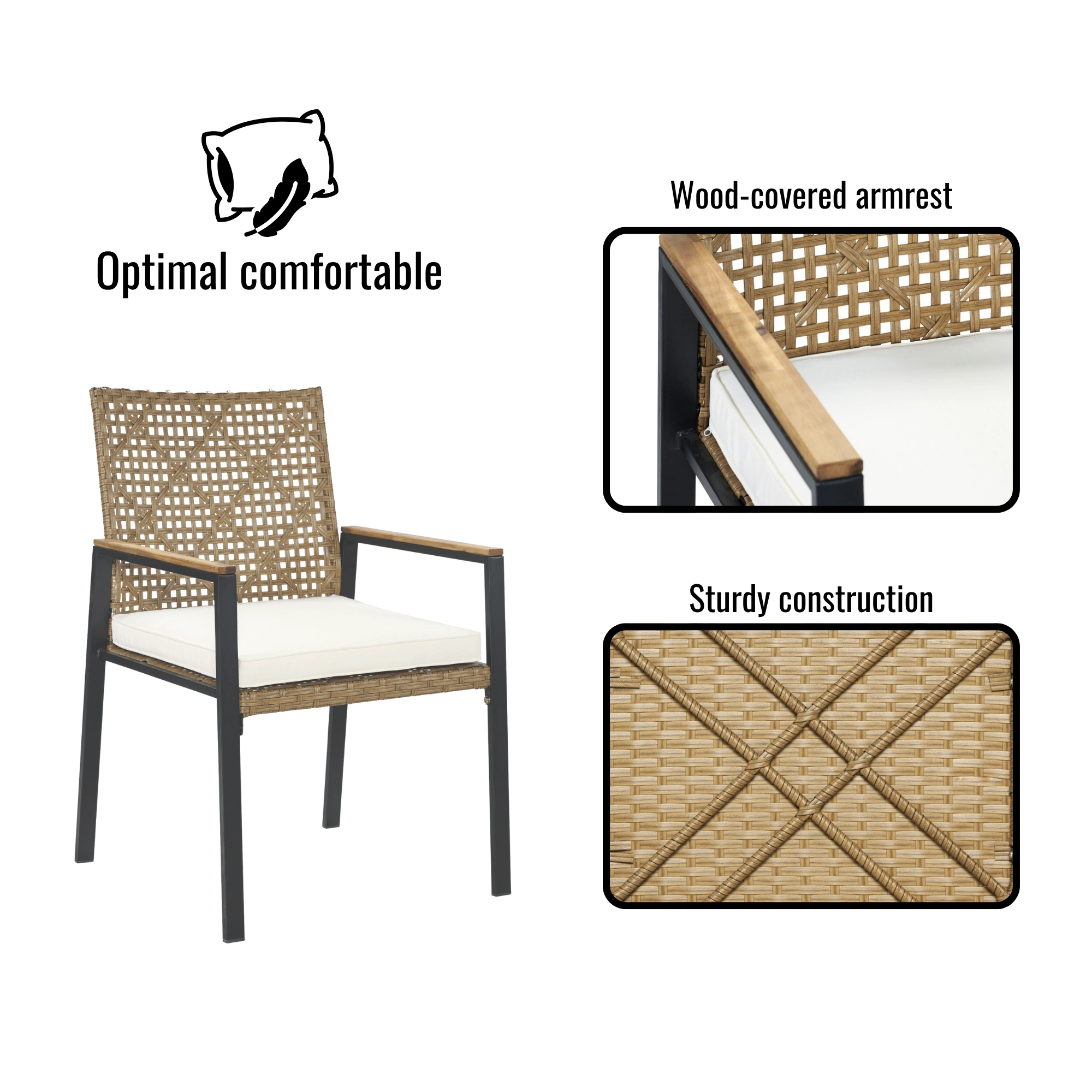 All Weather 5-Piece Patio Conversation Set Outdoor Garden Wicker Sofa Seating Cushion Included view 9