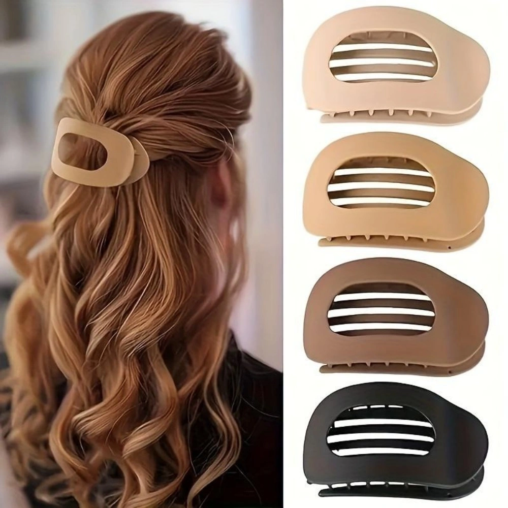 4Pcs Frosted Oval Acrylic Hair Clips for Women, Large Flat No-Trace Minimalist Hair Accessories Set, Elegant Gift view 2