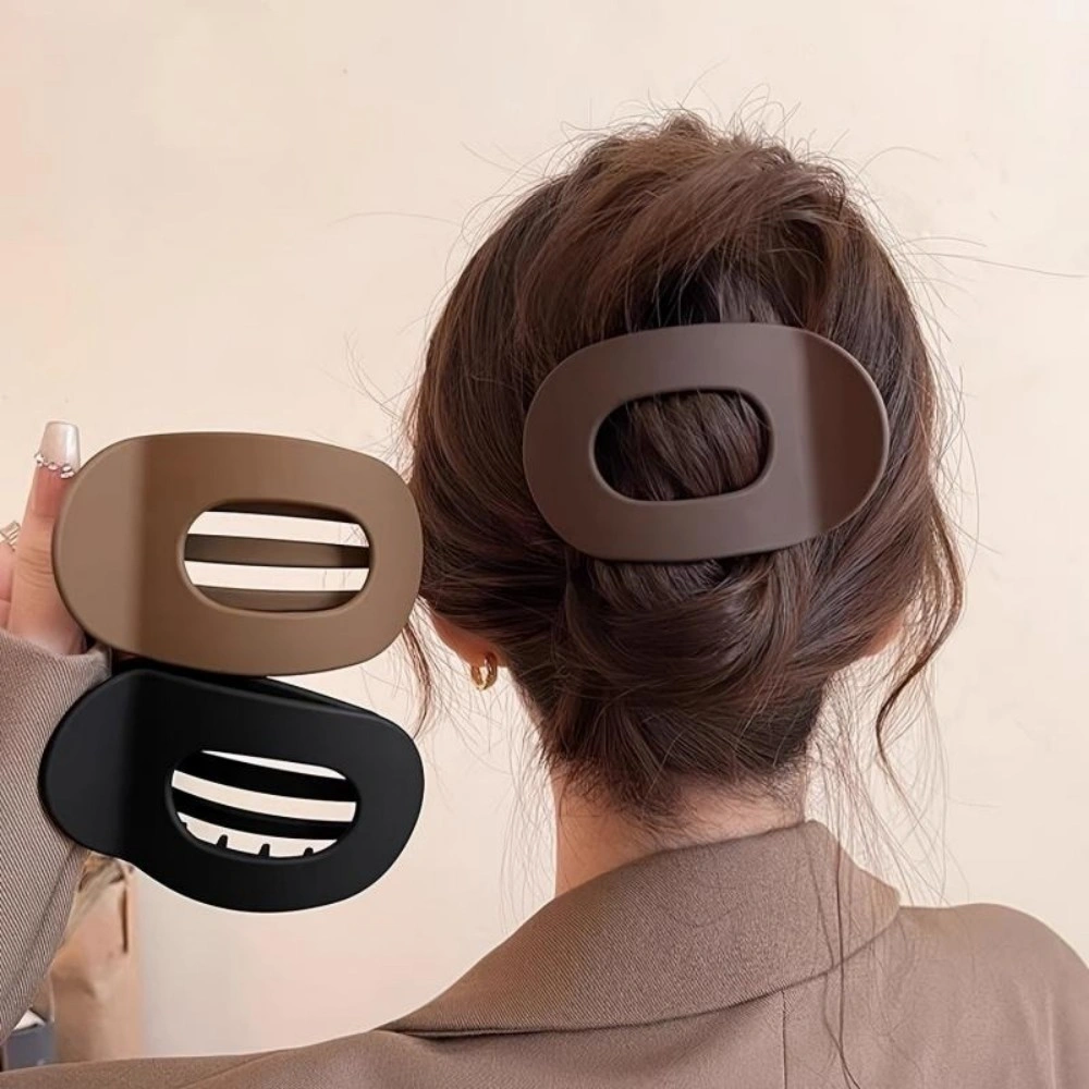 4Pcs Frosted Oval Acrylic Hair Clips for Women, Large Flat No-Trace Minimalist Hair Accessories Set, Elegant Gift view 5