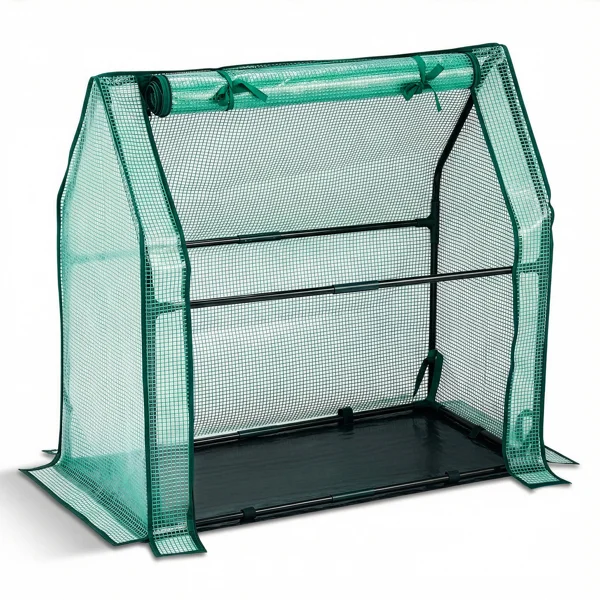Mini Greenhouse with PE Cover, Indoor Outdoor Plant Gardening Green House for Garden Backyard, 36*18*33in, Green