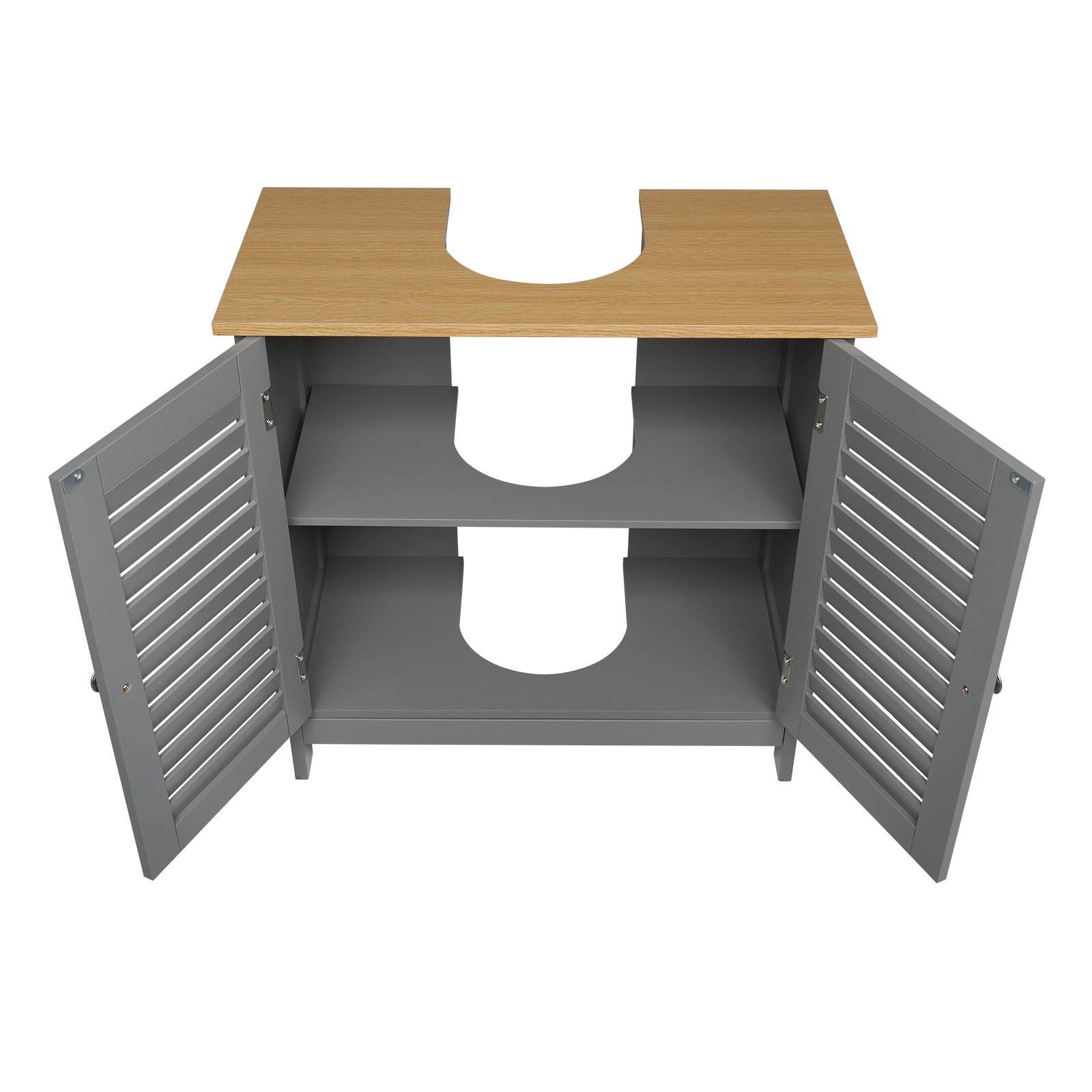 Modern Double Shutter Door MDF Spray Paint Bathroom Sink Cabinet Gray view 11