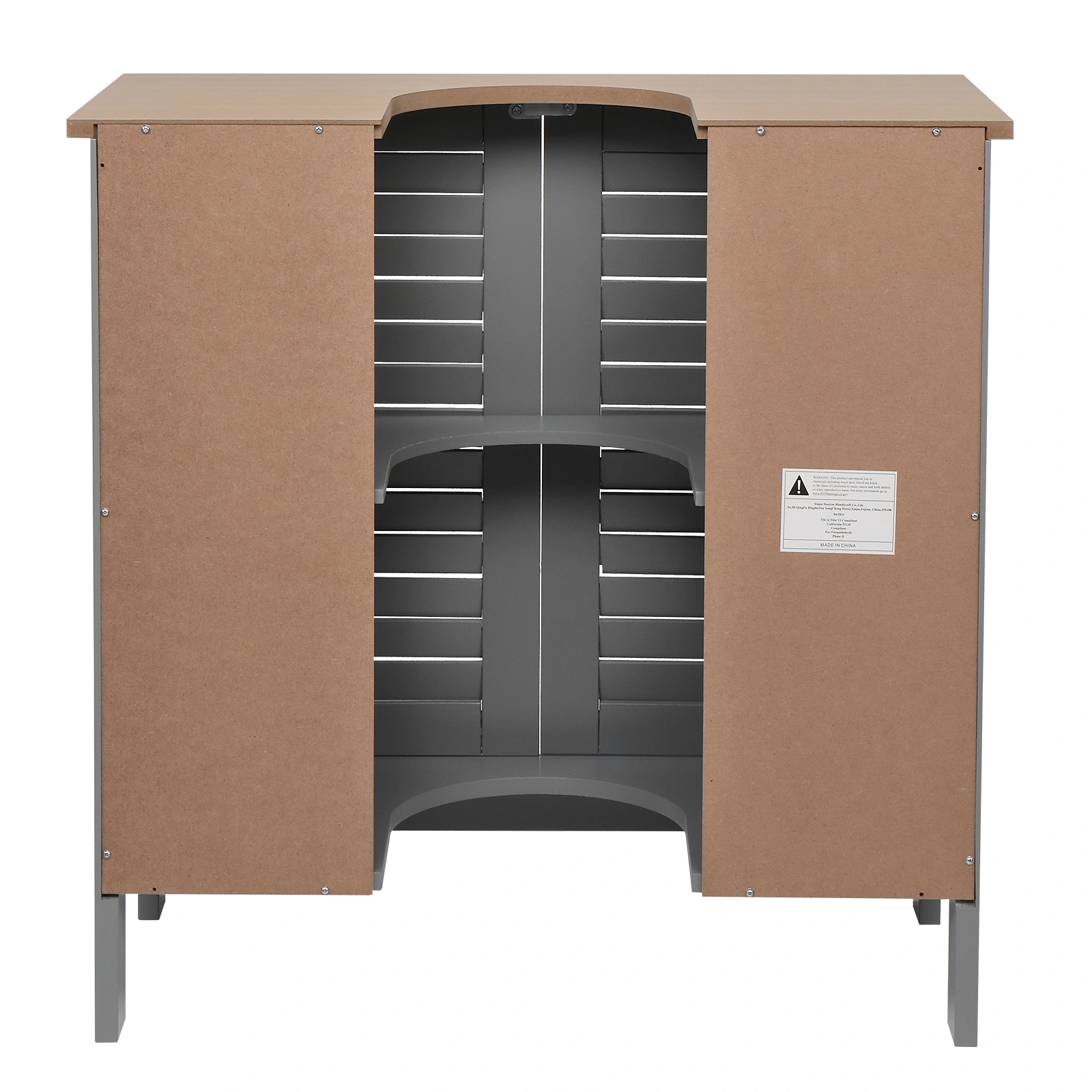 Modern Double Shutter Door MDF Spray Paint Bathroom Sink Cabinet Gray view 22