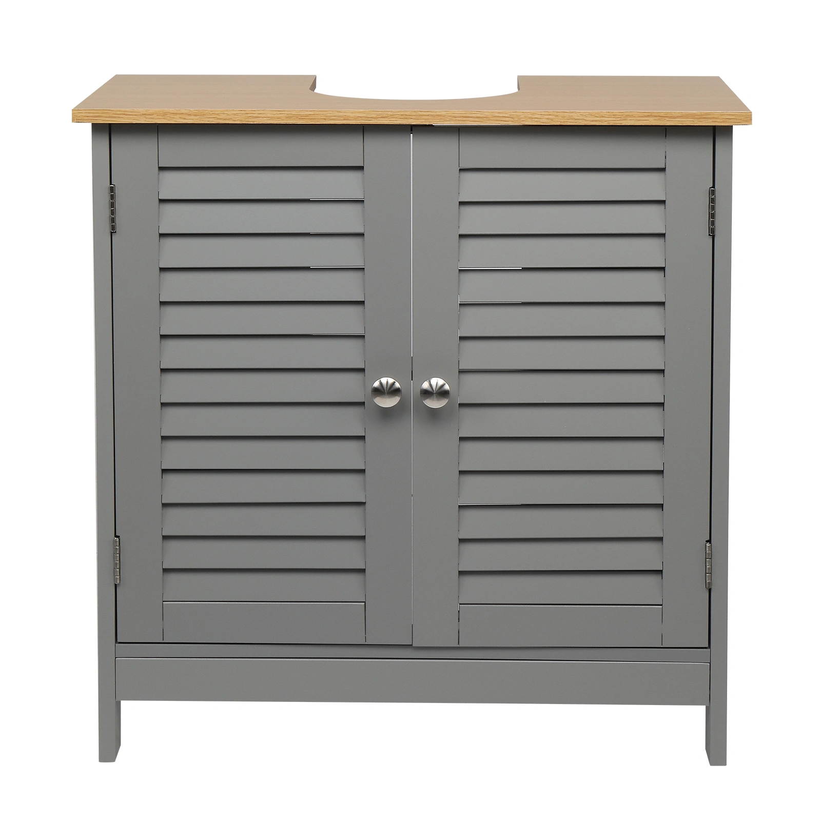 Modern Double Shutter Door MDF Spray Paint Bathroom Sink Cabinet Gray view 3