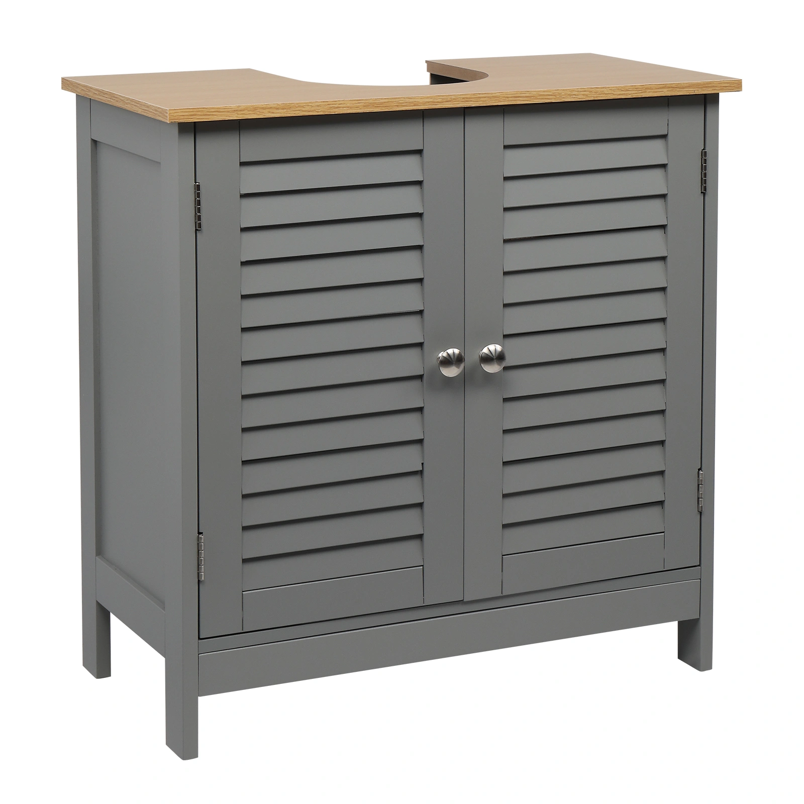 Modern Double Shutter Door MDF Spray Paint Bathroom Sink Cabinet Gray view 5