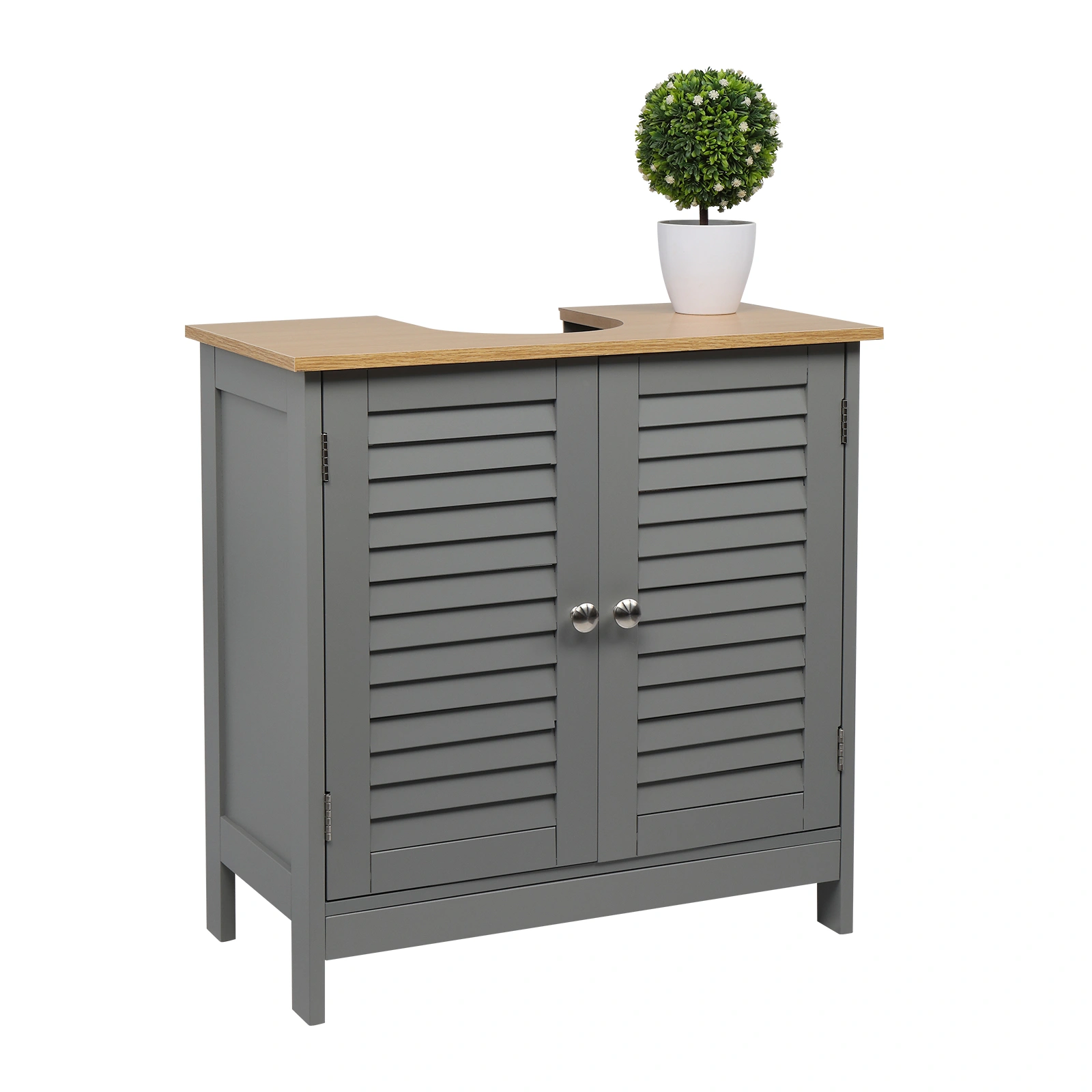 Modern Double Shutter Door MDF Spray Paint Bathroom Sink Cabinet Gray view 6