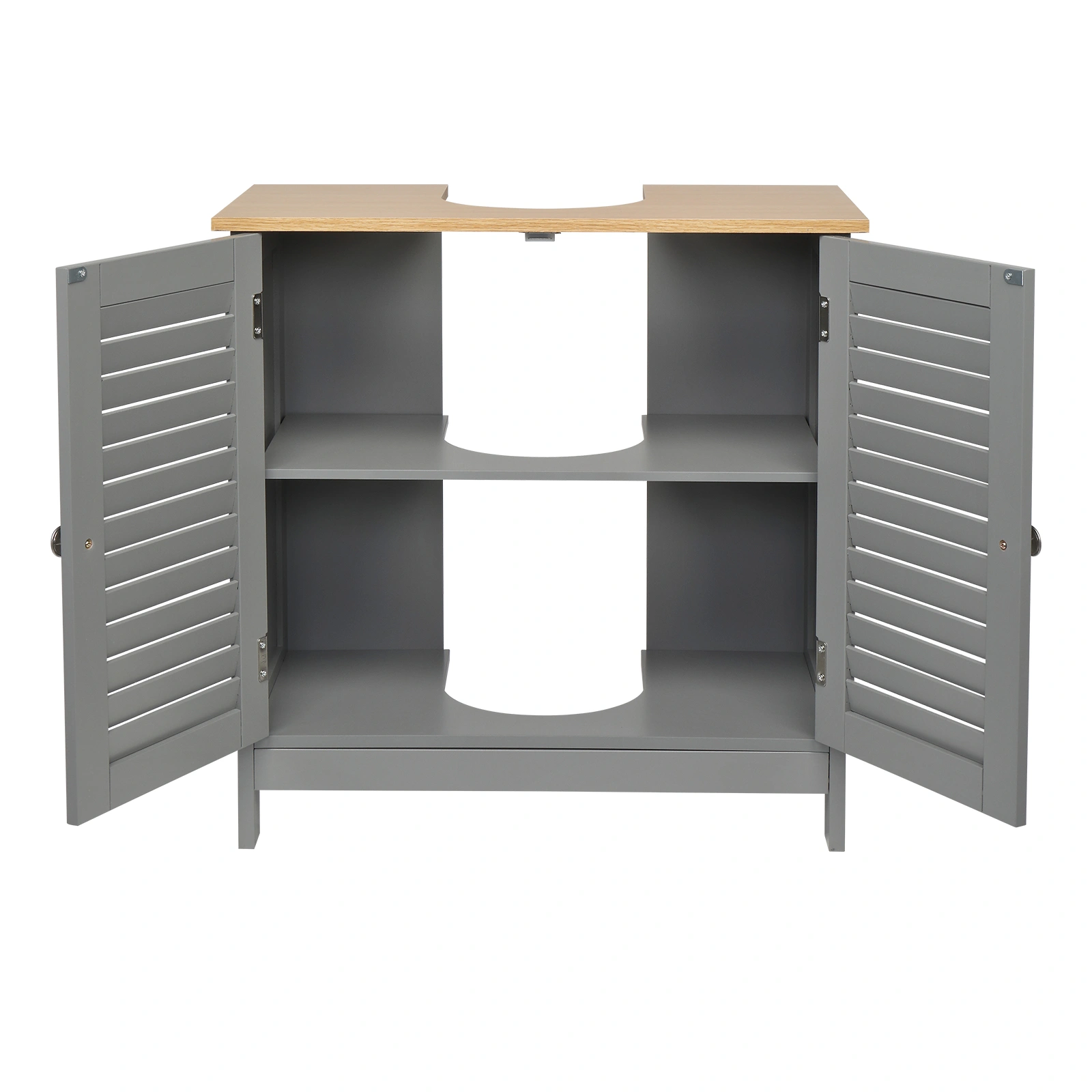 Modern Double Shutter Door MDF Spray Paint Bathroom Sink Cabinet Gray view 8
