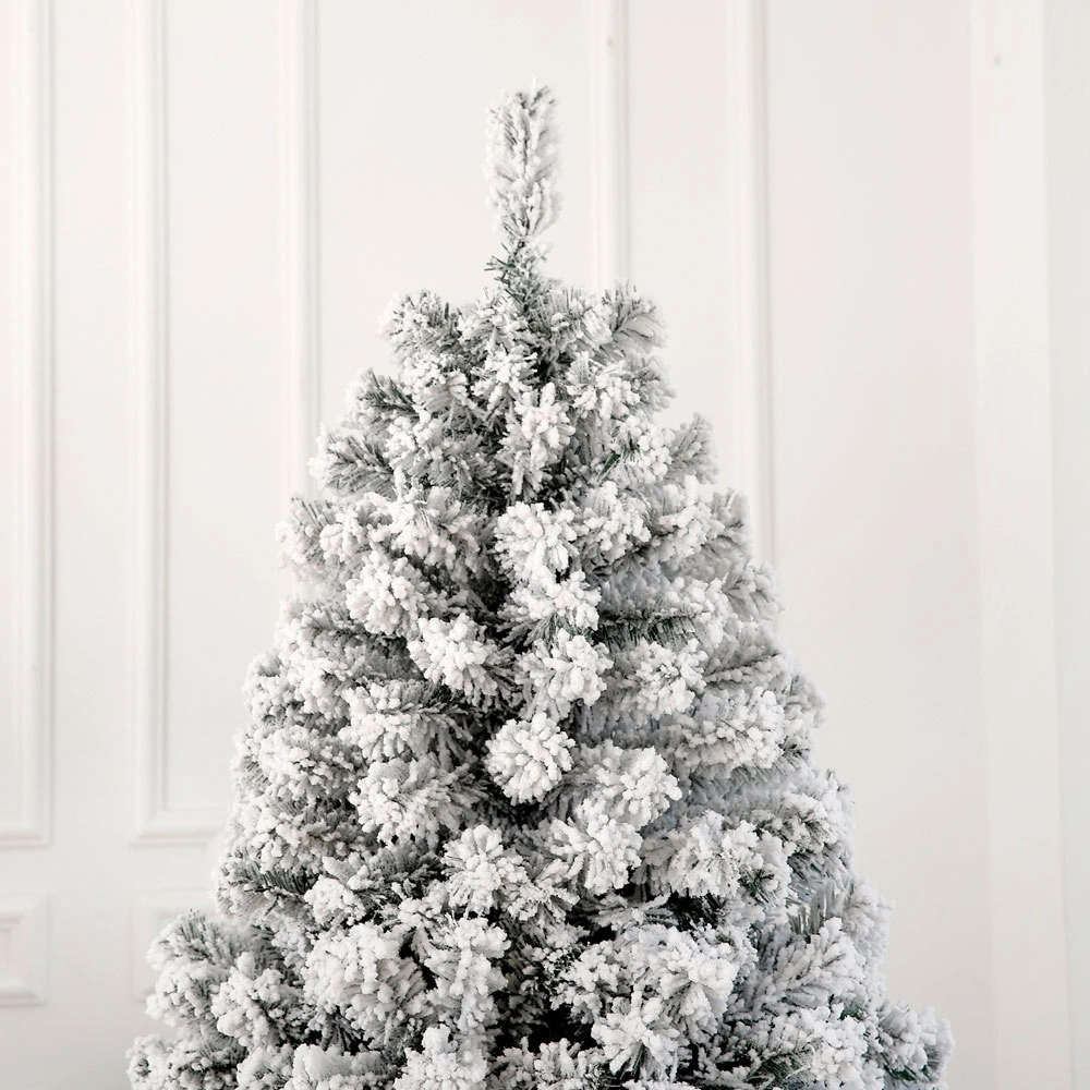 7 FT Pre-lit Snow Flocked Christmas Tree, Artificial Hinged Xmas Pine Tree with 1000 Branch Tips, 400 Lights and Remote Control for Holiday Party Office Home, Snowy Green view 7