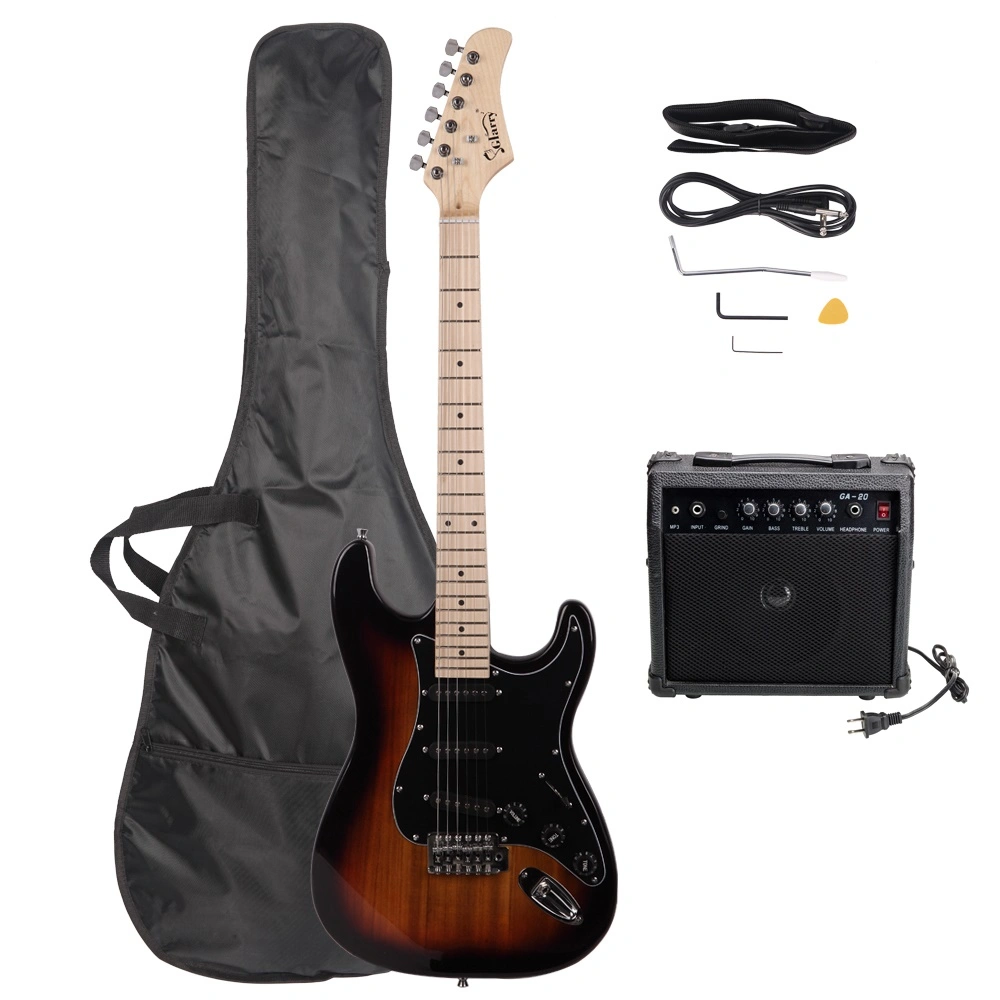 GST Stylish Electric Guitar Kit with Black Pickguard Sunset Color view 19