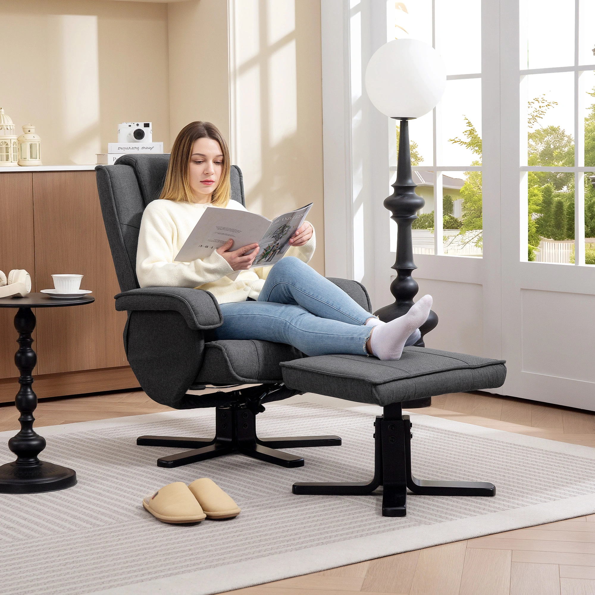 Premium Recliner Chair, Comfortable Rocking Recliner Sofa with Padded Armrests for Living Room
