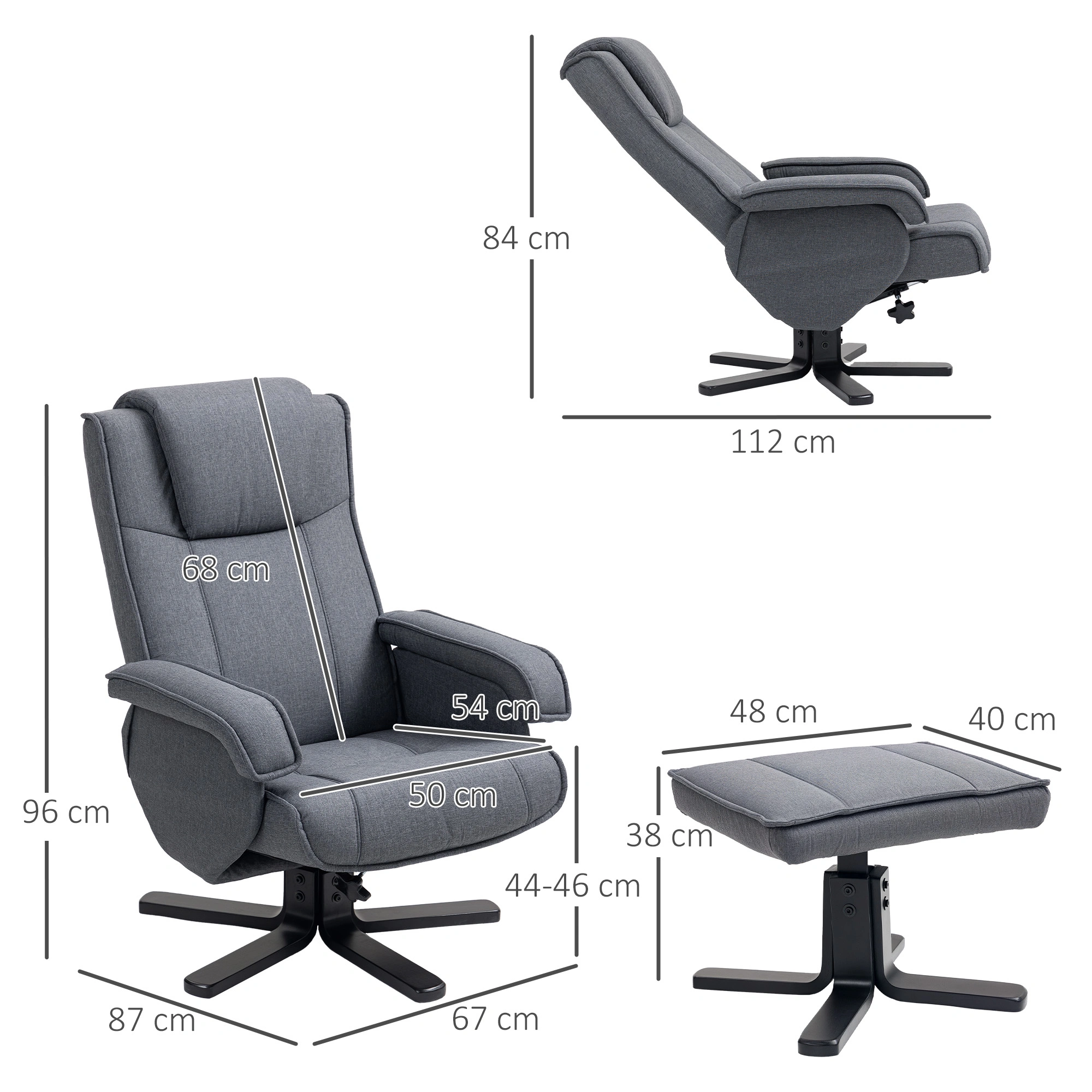 Premium Recliner Chair, Comfortable Rocking Recliner Sofa with Padded Armrests for Living Room view 5