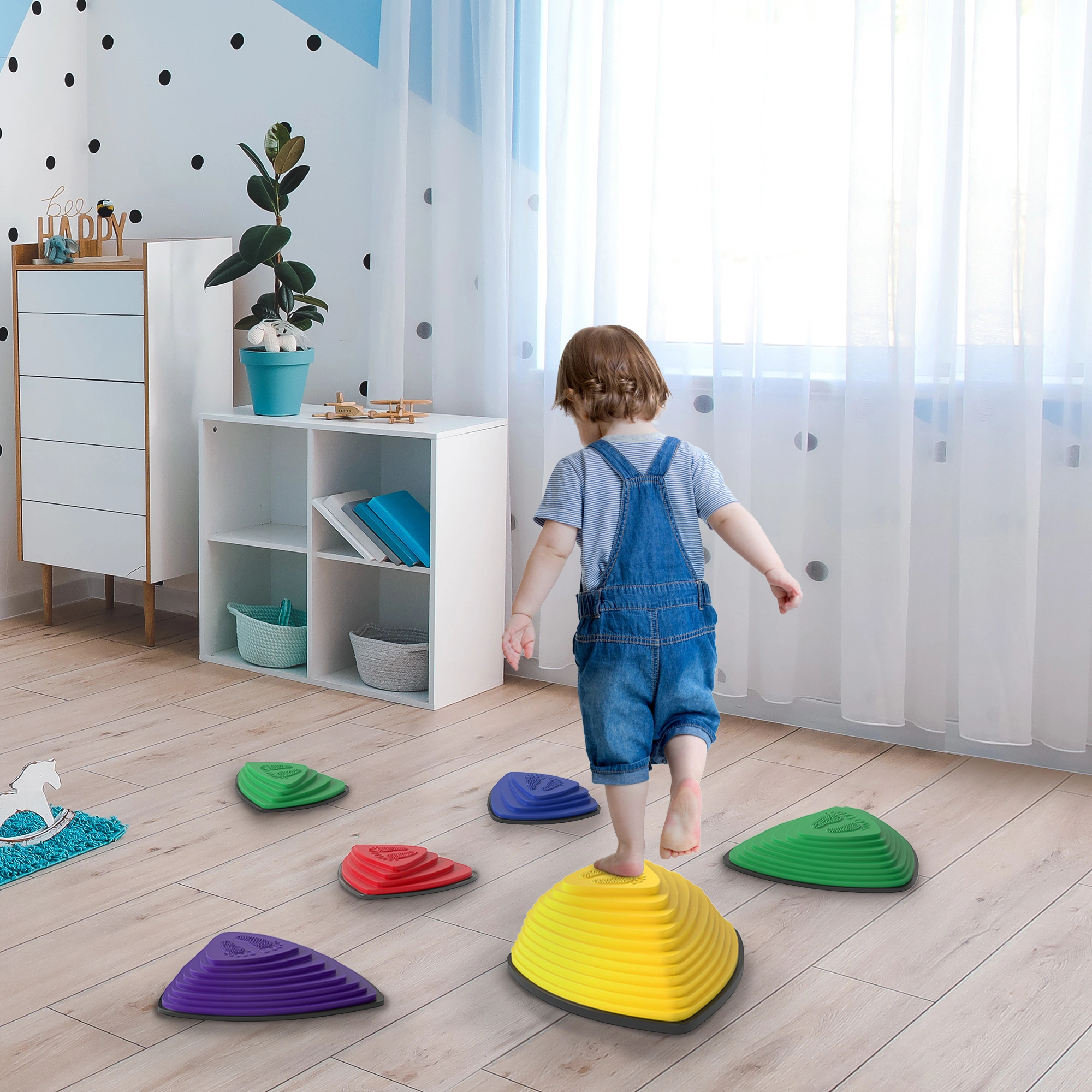 Balance Stepping Stones - 6 Pack Outdoor Garden Pathway Stones for Kids Play & Toddler Development