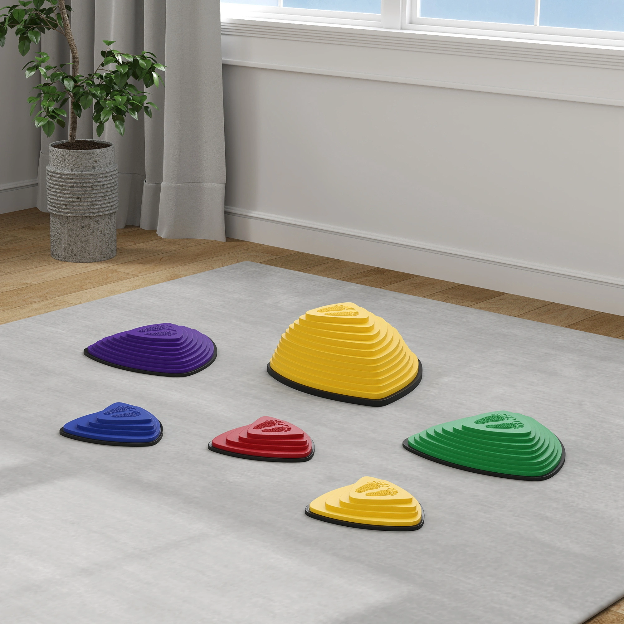 Balance Stepping Stones - 6 Pack Outdoor Garden Pathway Stones for Kids Play & Toddler Development view 3