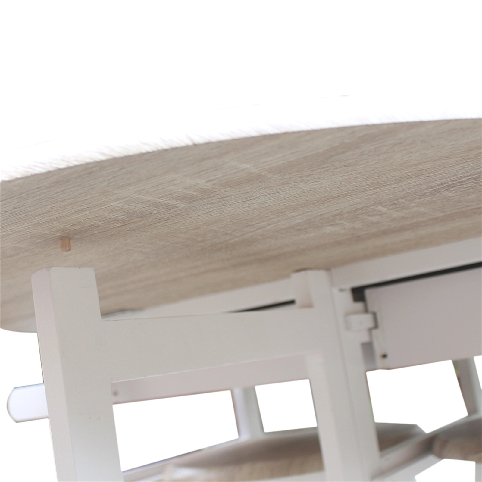 Foldable With Wooden Handle Semicircle Dining Cart With Round Stools White view 11