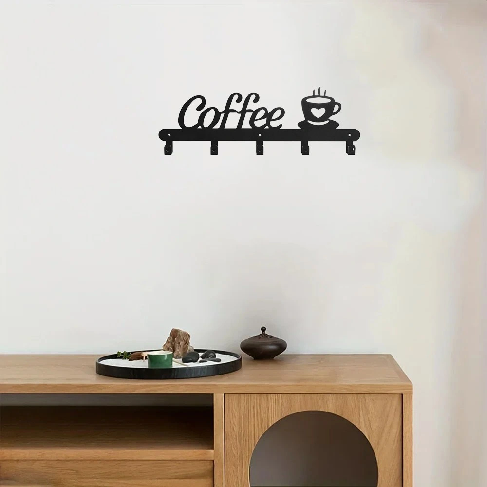CIFbuy™ Wall Mounted Metal Coffee Cup Rack with Multi-Hooks Kitchen Living Room Organizer (TikTok, temu pick-up service)