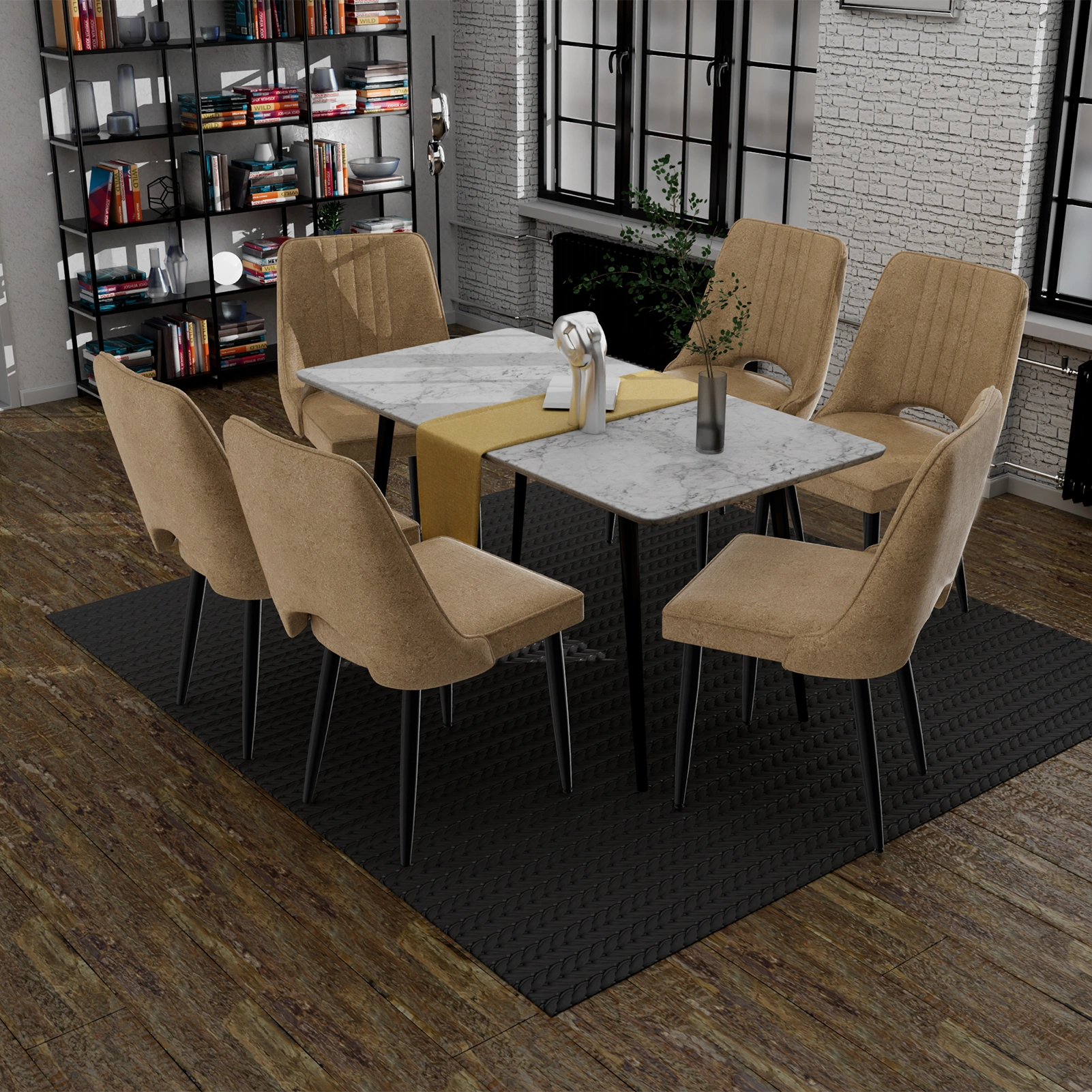 Set of 4 Dining Chairs, PU Leather Kitchen Chairs with Backrest, Upholstered Dining Room Chairs for Living Room, Lounge, Counter Height view 4