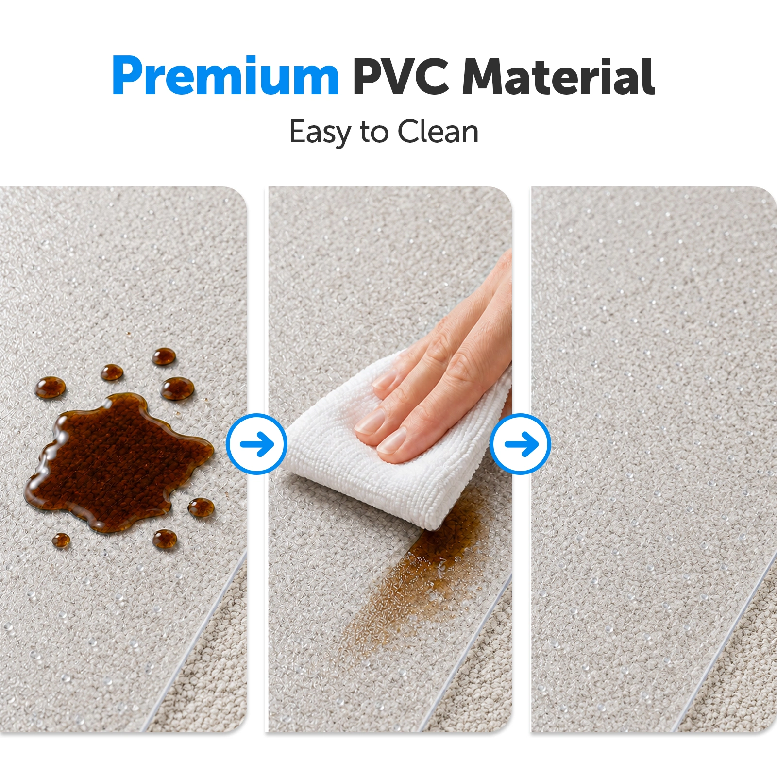 3PCS 90 x 120 x 0.2cm PVC Home-use Protective Mat for Floor Chair Transparent view 5