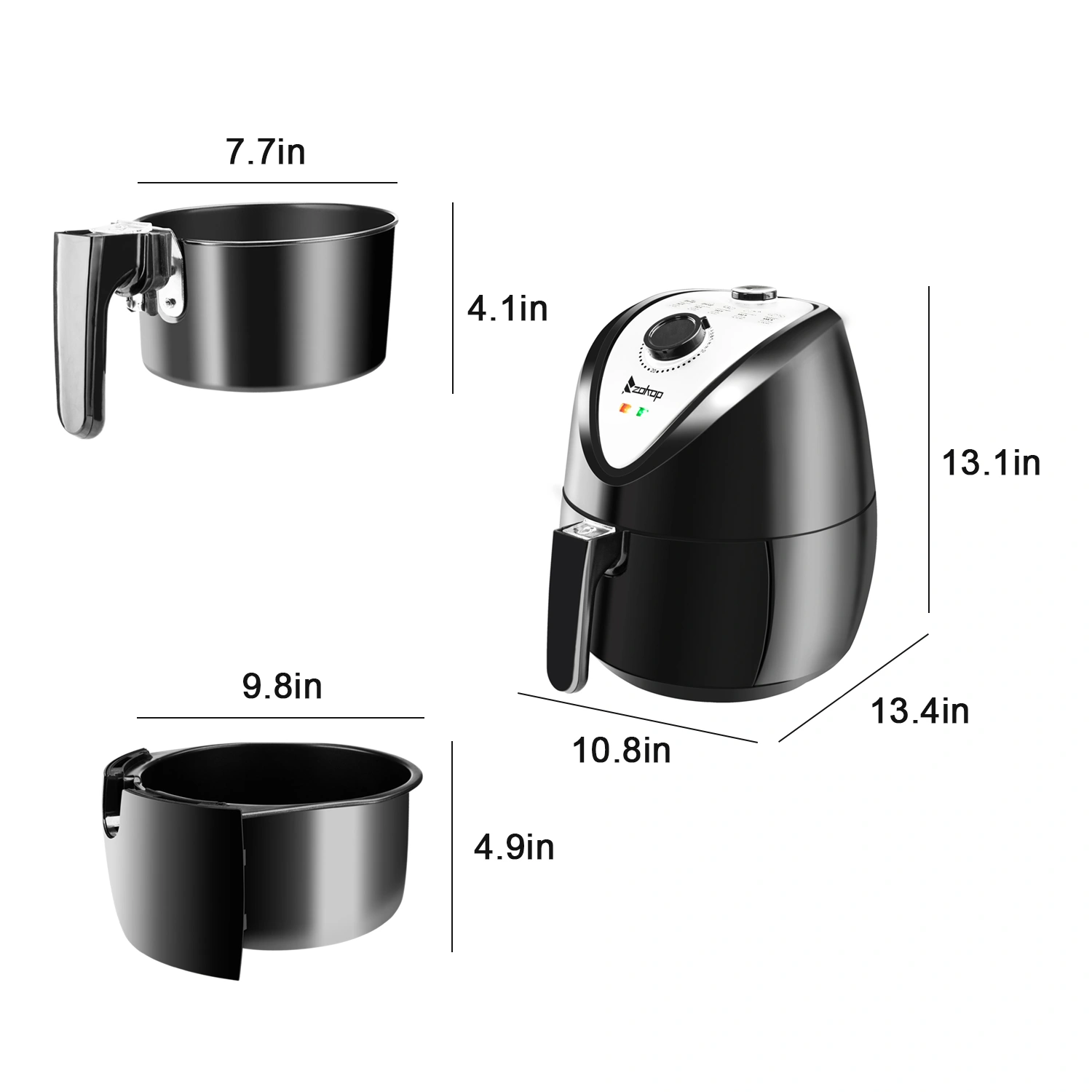 KAF1300P1 1500W 2.7QT/2.6L Electric Air Fryer, 220-240V 50/60Hz, Black, UK Plug, Digital Display view 2